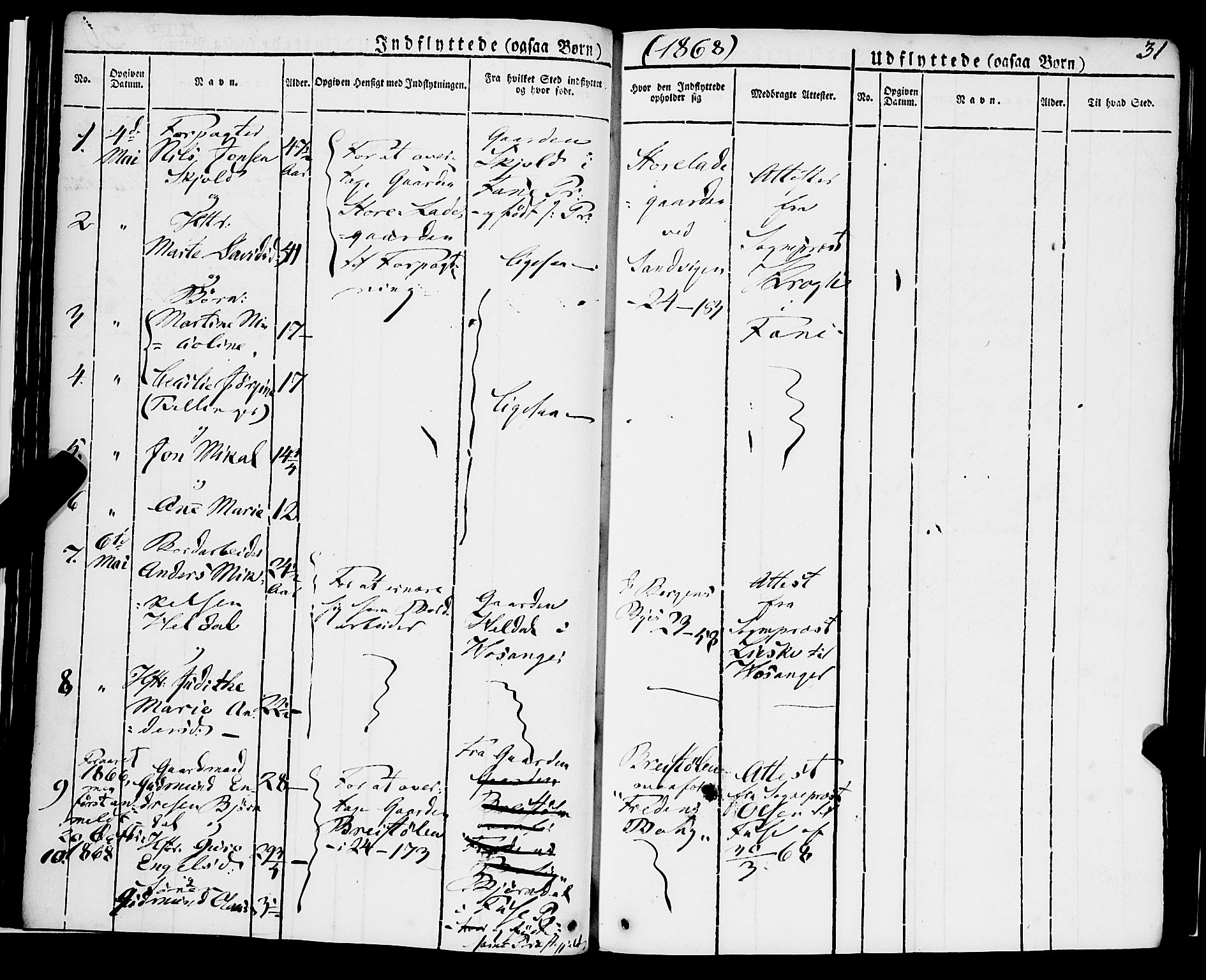 Korskirken sokneprestembete, SAB/A-76101/H/Haa/L0050: Parish register (official) no. F 1, 1821-1869, p. 31