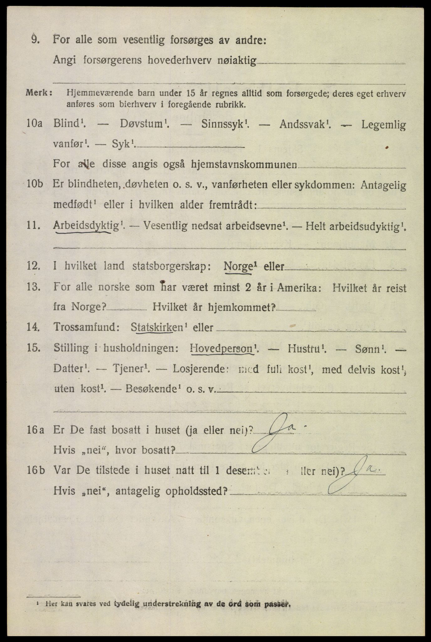 SAH, 1920 census for Fåberg, 1920, p. 15009