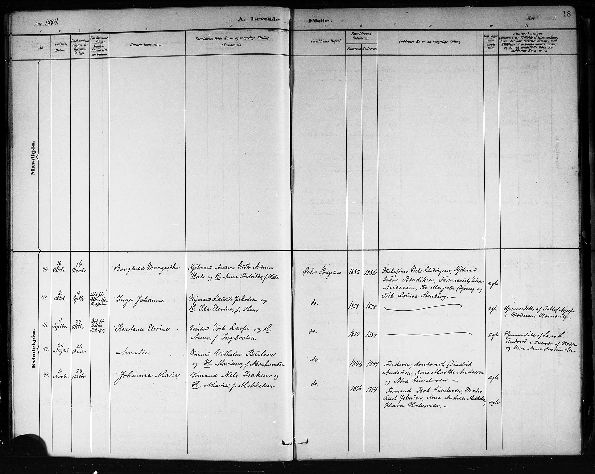 Porsgrunn kirkebøker , SAKO/A-104/G/Gb/L0005: Parish register (copy) no. II 5, 1883-1915, p. 18
