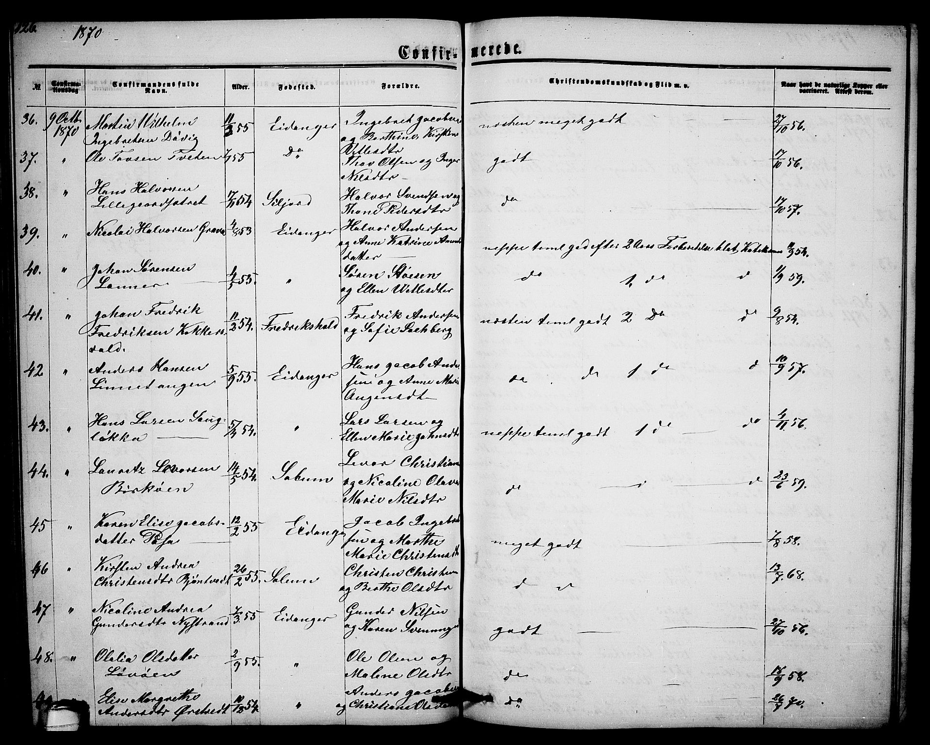 Eidanger kirkebøker, SAKO/A-261/G/Ga/L0001: Parish register (copy) no. 1, 1863-1878, p. 126