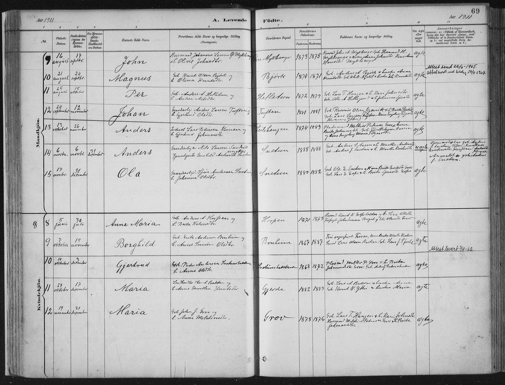 Jostedal sokneprestembete, SAB/A-80601/H/Haa/Haab/L0001: Parish register (official) no. B 1, 1887-1914, p. 69