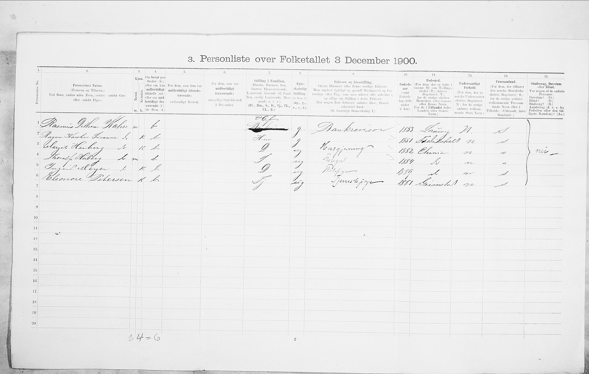 SAO, 1900 census for Kristiania, 1900, p. 87252