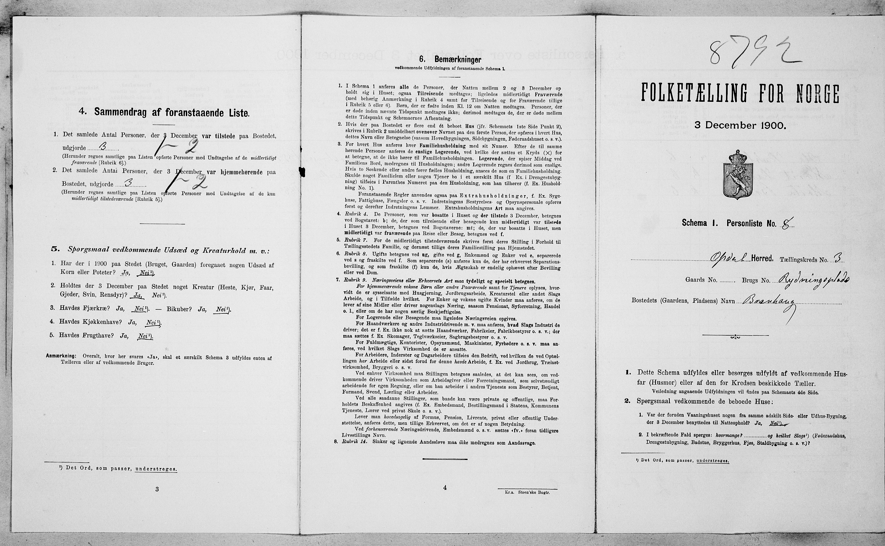 SAT, 1900 census for Oppdal, 1900, p. 312