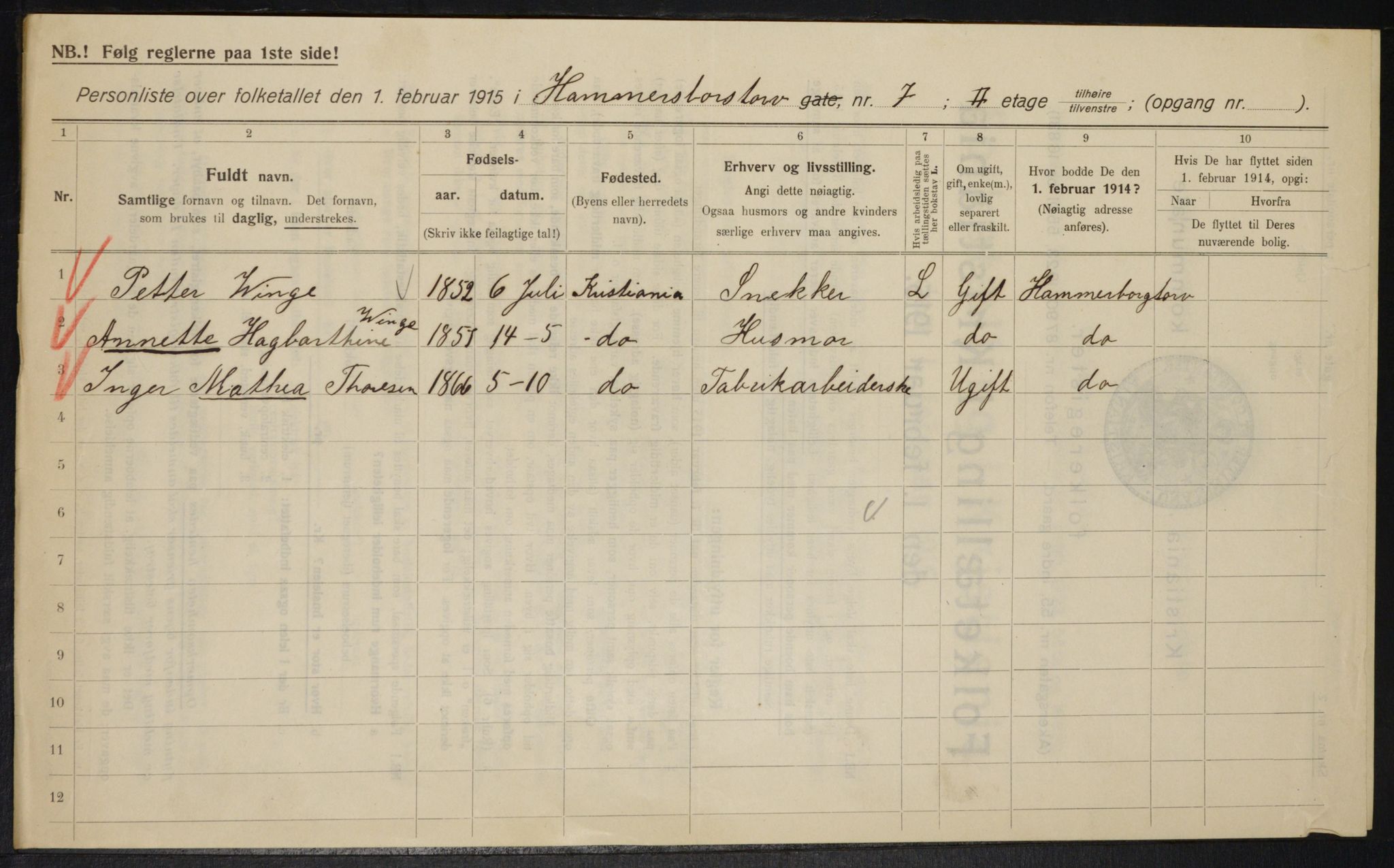 OBA, Municipal Census 1915 for Kristiania, 1915, p. 34134