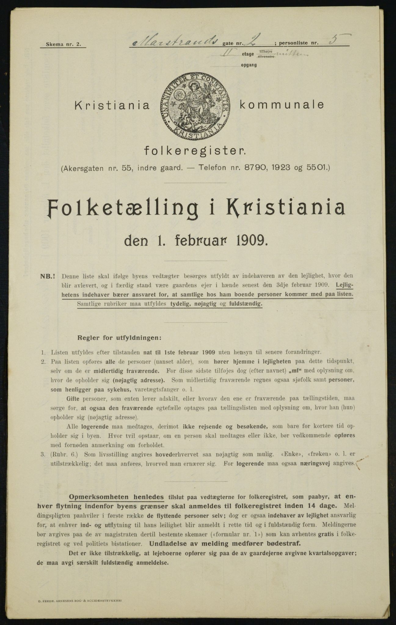 OBA, Municipal Census 1909 for Kristiania, 1909, p. 58689