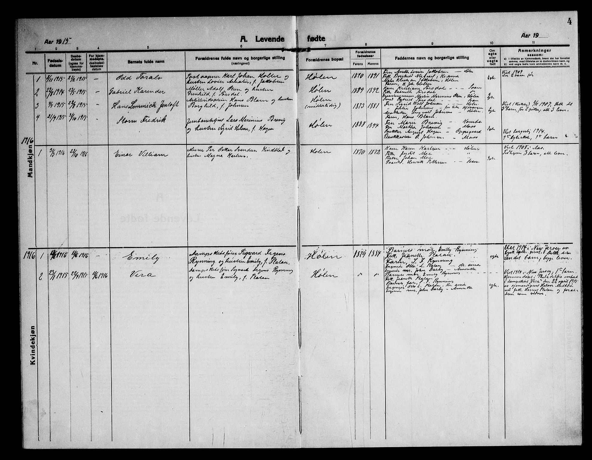 Vestby prestekontor Kirkebøker, AV/SAO-A-10893/G/Gc/L0006: Parish register (copy) no. III 6, 1915-1946, p. 4