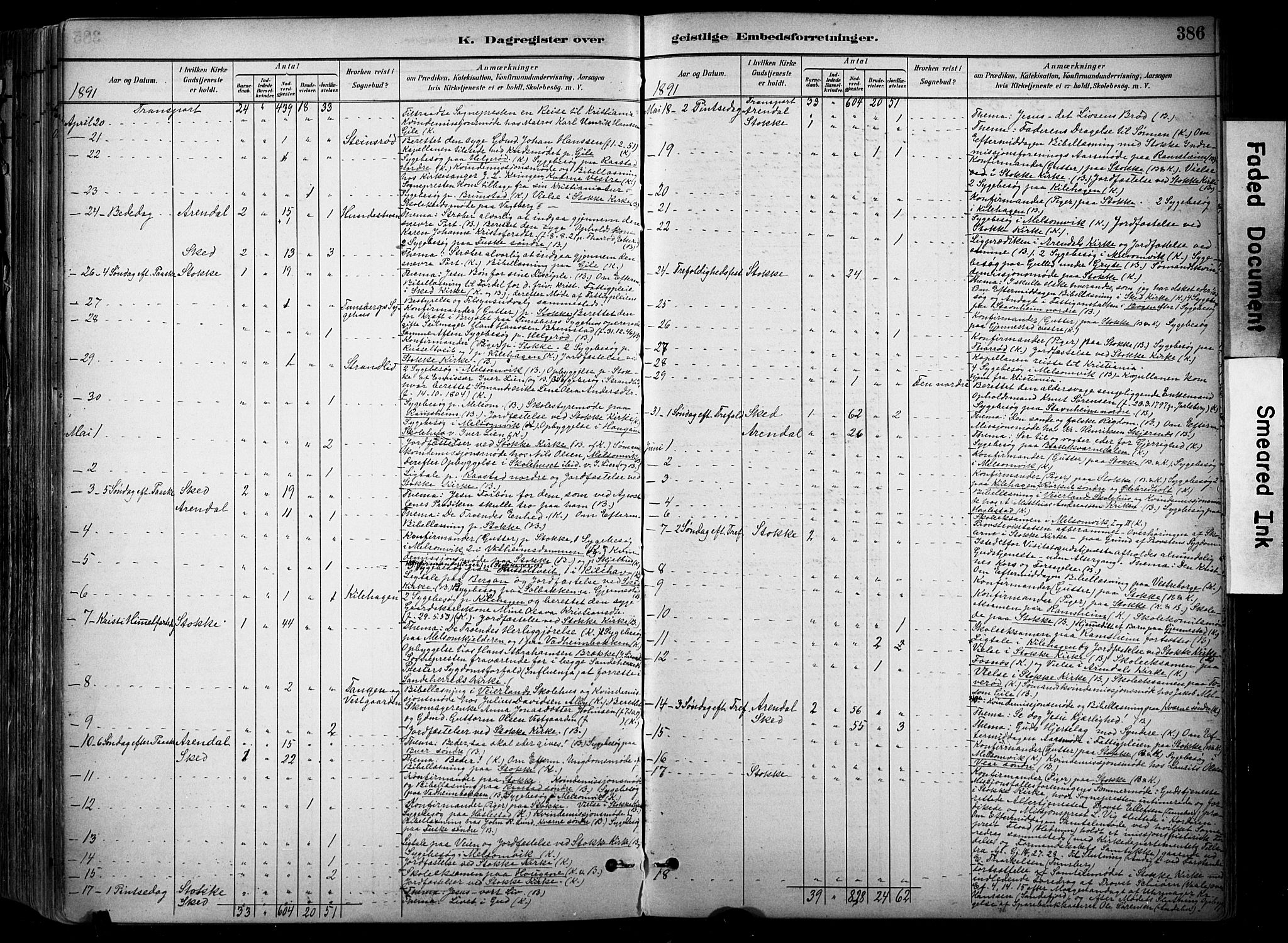 Stokke kirkebøker, AV/SAKO-A-320/F/Fa/L0010: Parish register (official) no. I 10, 1884-1903, p. 386