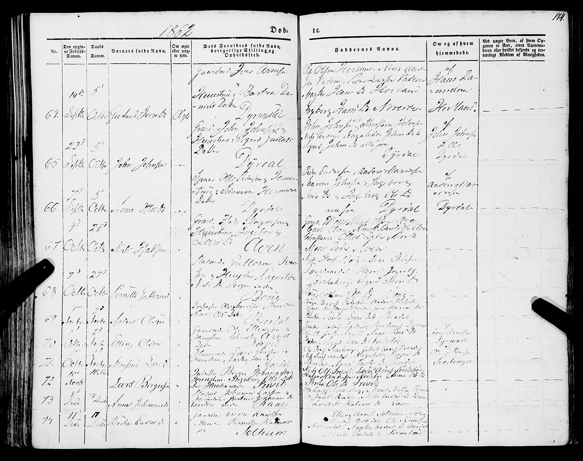 Lavik sokneprestembete, SAB/A-80901: Parish register (official) no. A 3, 1843-1863, p. 174