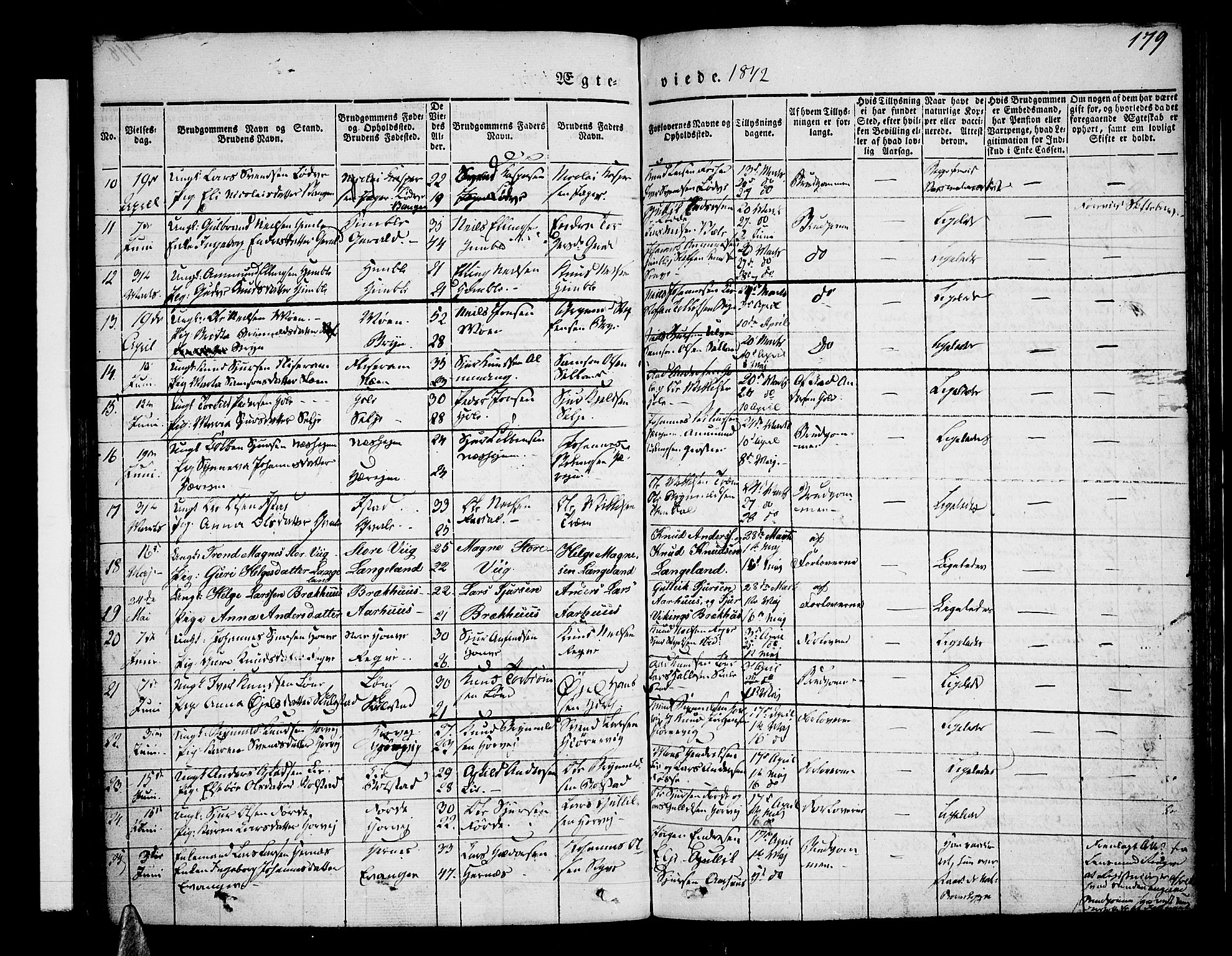 Voss sokneprestembete, SAB/A-79001/H/Haa: Parish register (official) no. A 13, 1836-1851, p. 179