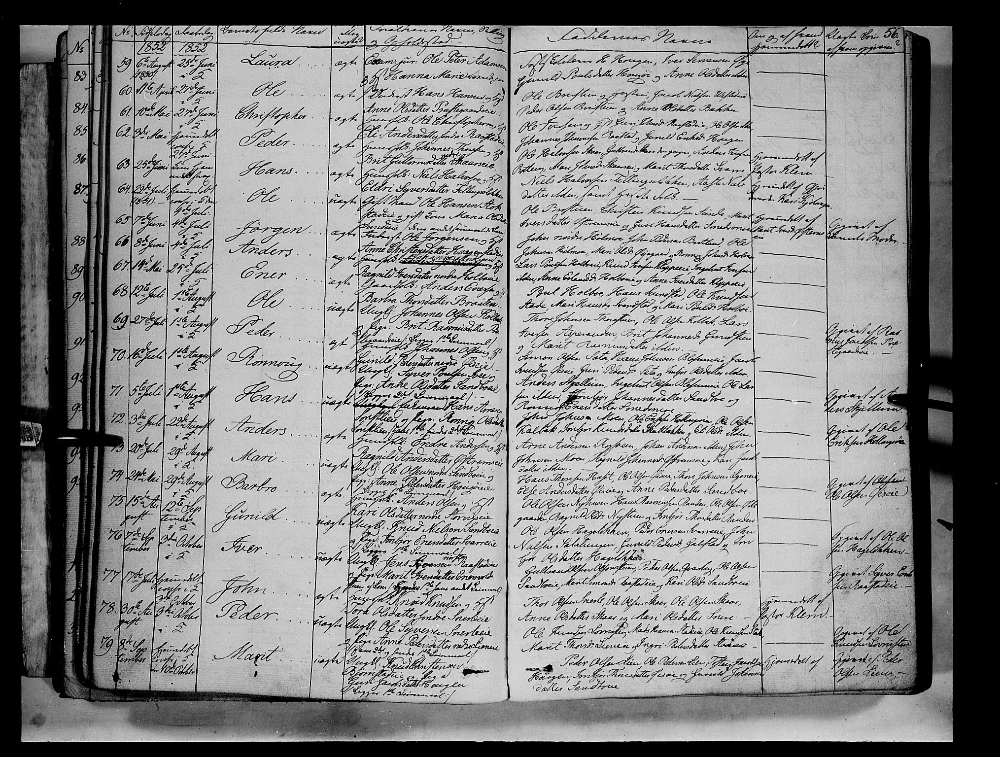 Vågå prestekontor, AV/SAH-PREST-076/H/Ha/Haa/L0005: Parish register (official) no. 5 /1, 1842-1856, p. 56