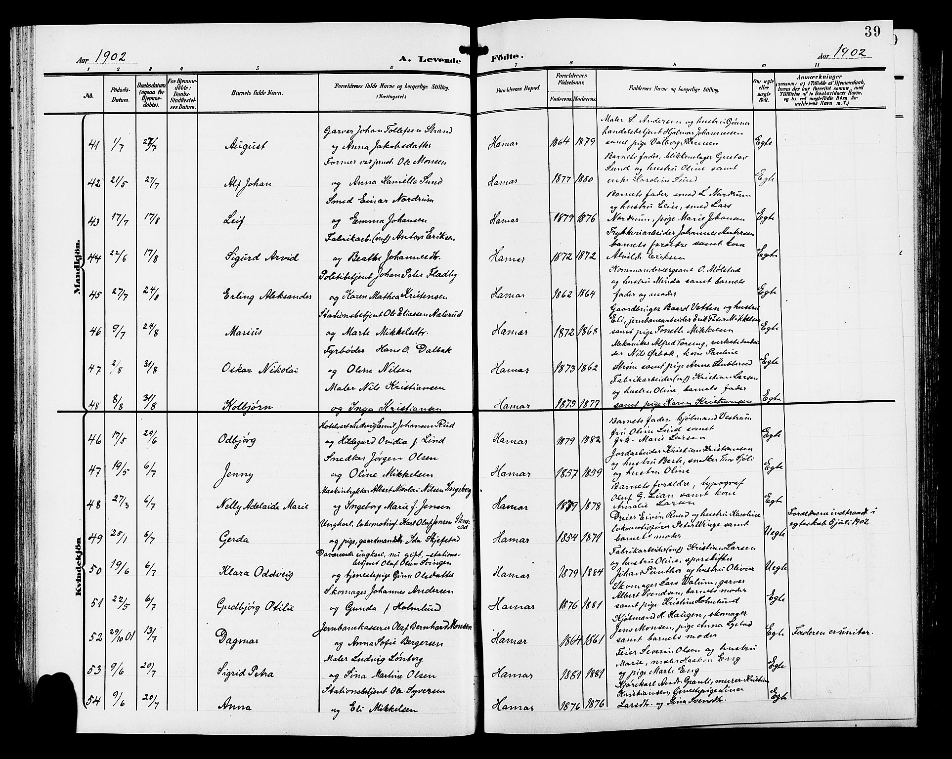 Hamar prestekontor, AV/SAH-DOMPH-002/H/Ha/Hab/L0001: Parish register (copy) no. 1, 1899-1914, p. 39