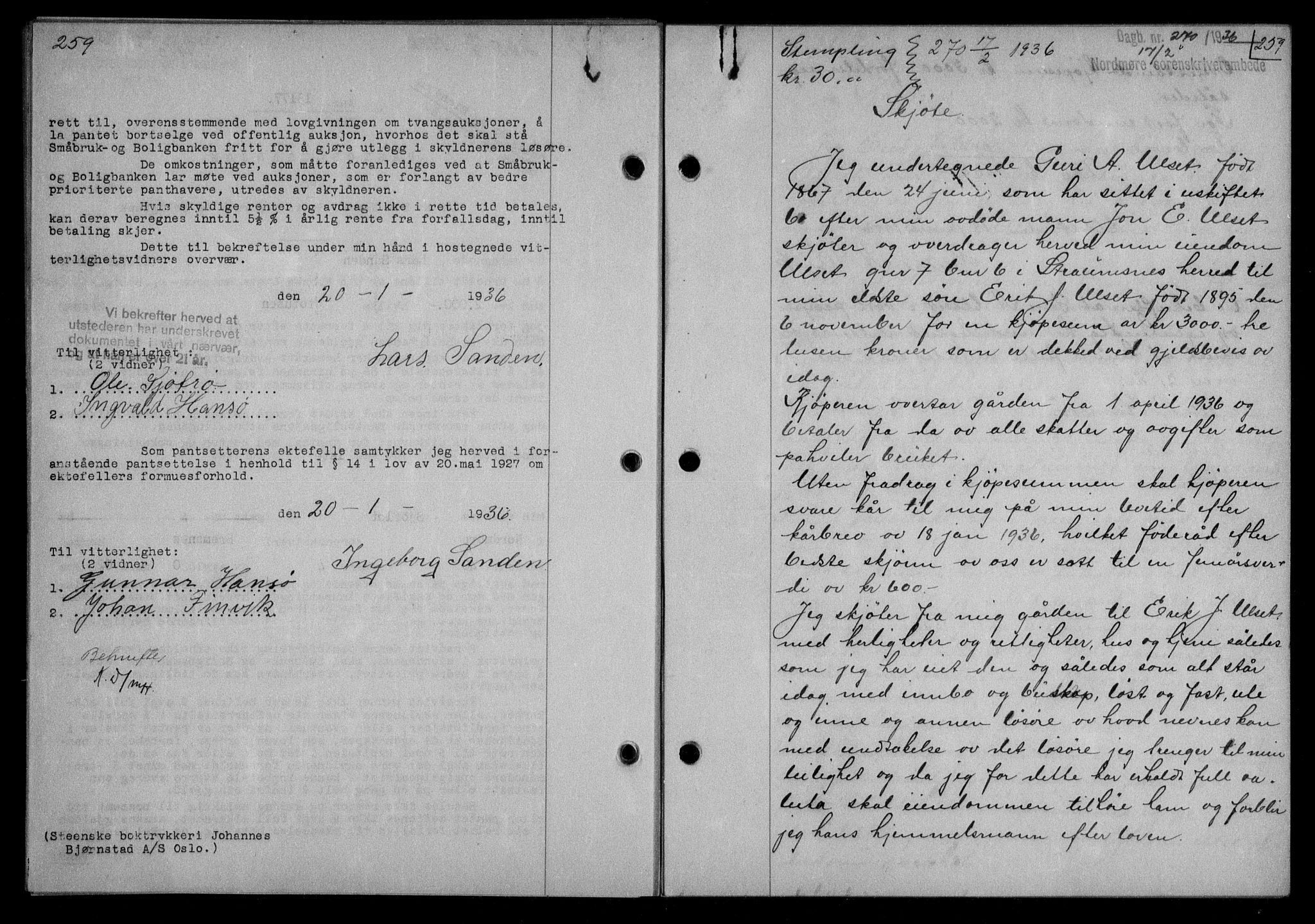 Nordmøre sorenskriveri, AV/SAT-A-4132/1/2/2Ca/L0087: Mortgage book no. 77, 1935-1936, Deed date: 14.02.1936