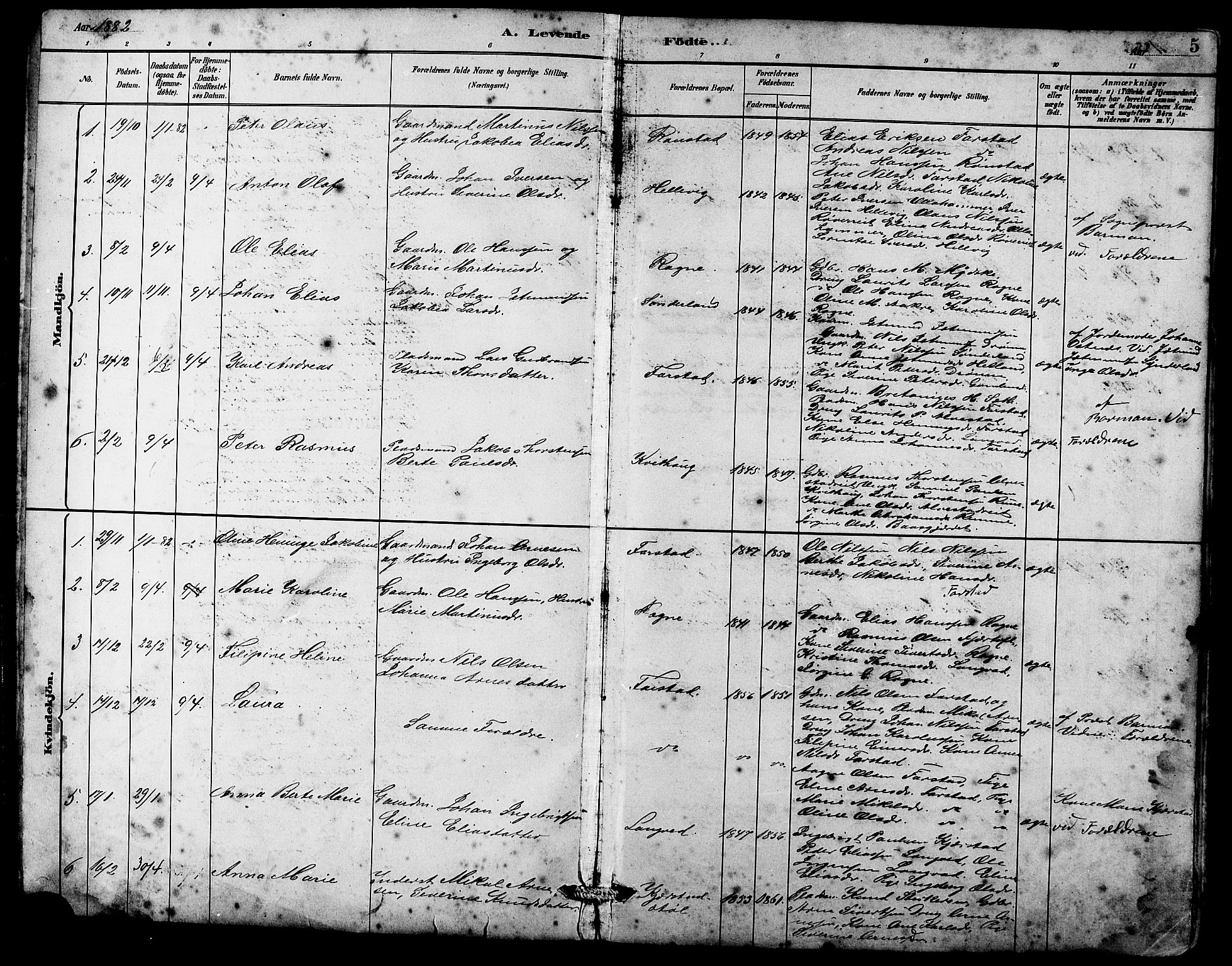 Ministerialprotokoller, klokkerbøker og fødselsregistre - Møre og Romsdal, AV/SAT-A-1454/536/L0510: Parish register (copy) no. 536C05, 1881-1898, p. 5