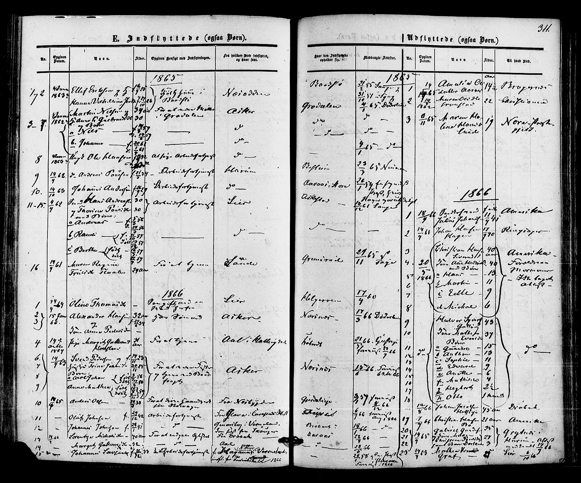 Røyken kirkebøker, AV/SAKO-A-241/F/Fa/L0006: Parish register (official) no. 6, 1857-1875, p. 311