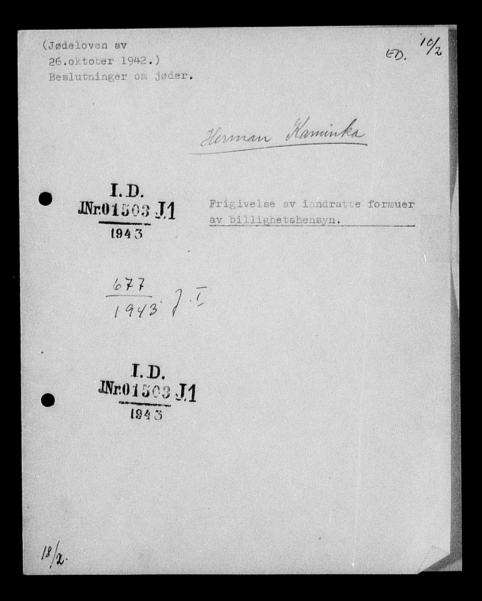 Justisdepartementet, Tilbakeføringskontoret for inndratte formuer, AV/RA-S-1564/H/Hc/Hcd/L1001: --, 1945-1947, p. 136