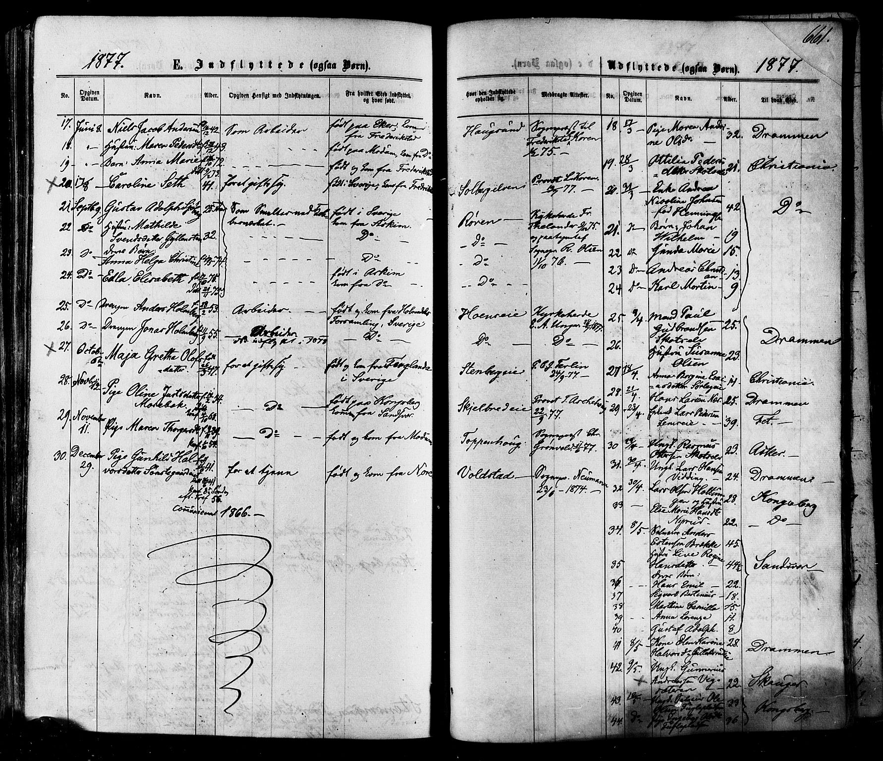 Eiker kirkebøker, AV/SAKO-A-4/F/Fa/L0017: Parish register (official) no. I 17, 1869-1877, p. 661