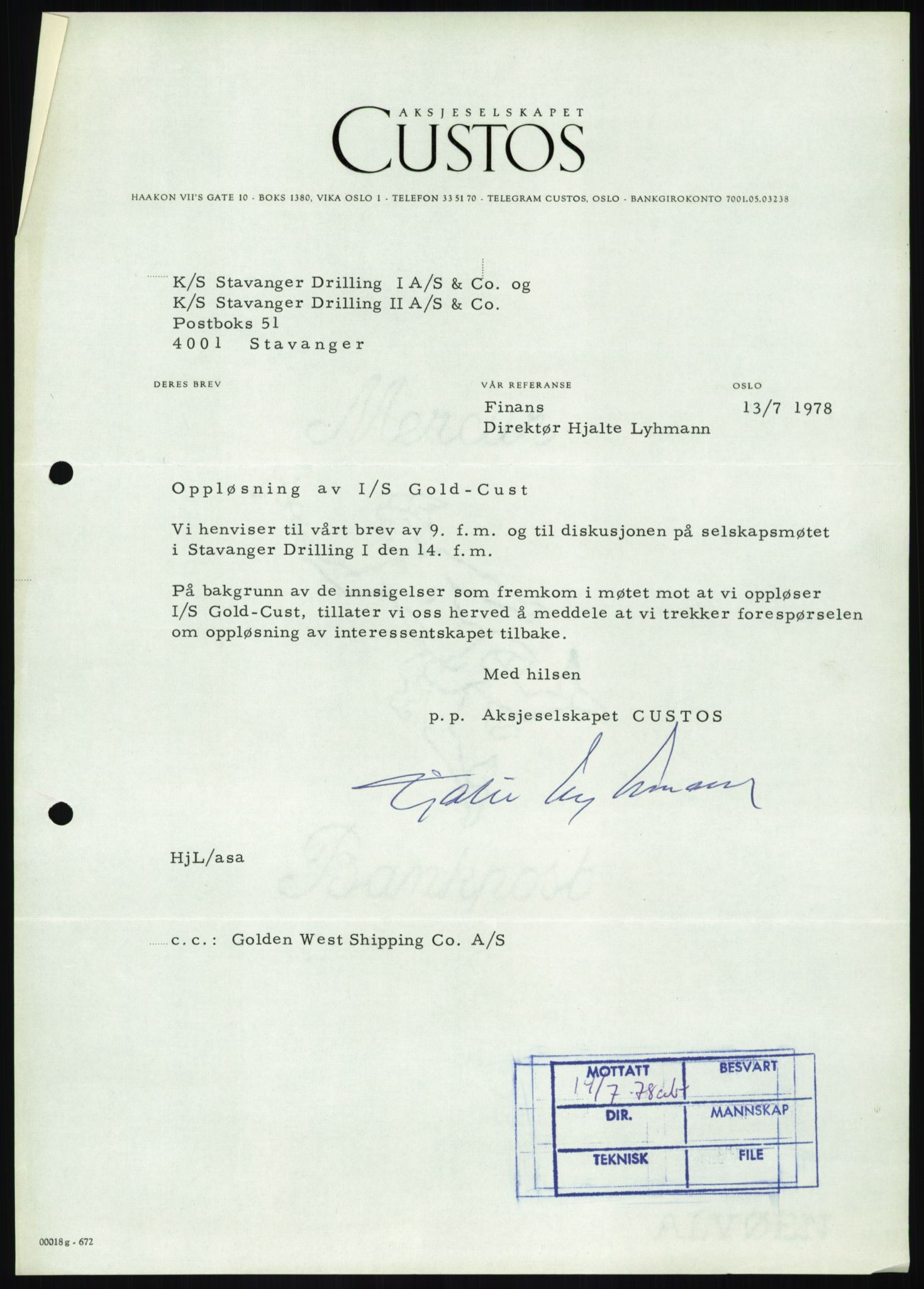 Pa 1503 - Stavanger Drilling AS, AV/SAST-A-101906/D/L0007: Korrespondanse og saksdokumenter, 1974-1981, p. 1162