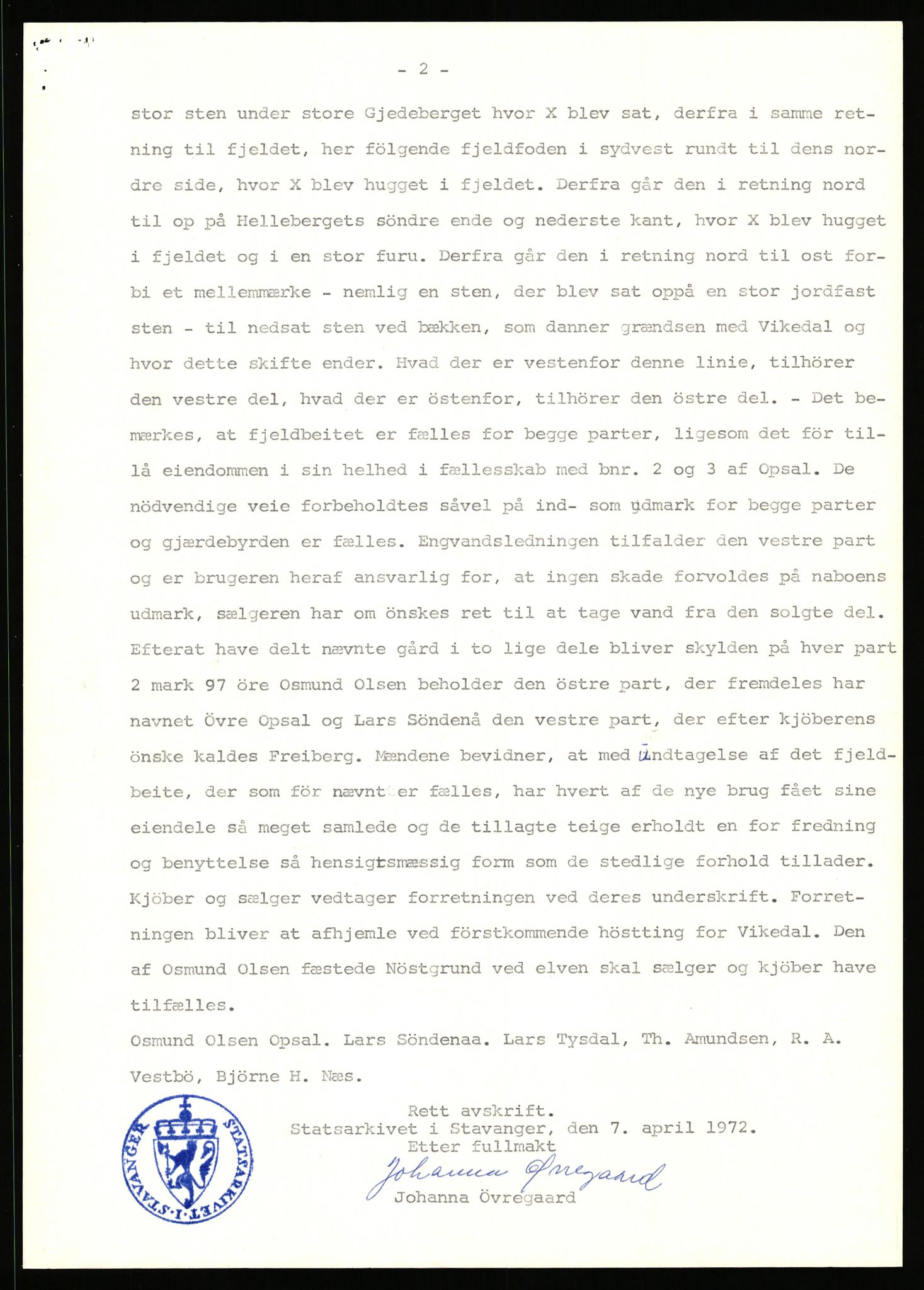 Statsarkivet i Stavanger, SAST/A-101971/03/Y/Yj/L0065: Avskrifter sortert etter gårdsnavn: Odland i Varhaug - Osnes, 1750-1930, p. 411