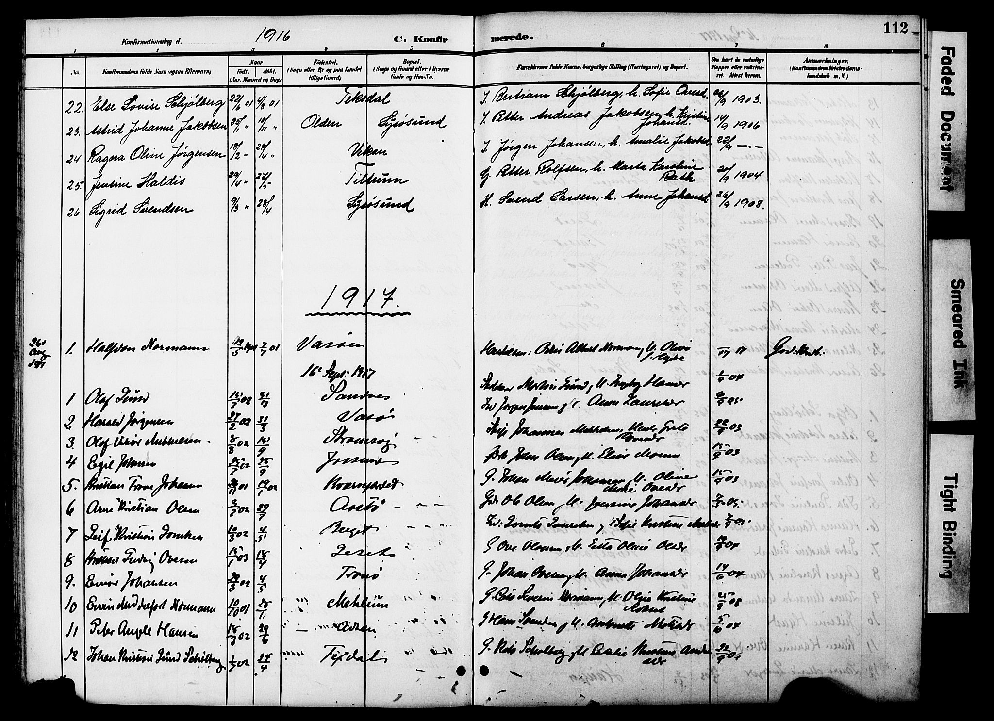 Ministerialprotokoller, klokkerbøker og fødselsregistre - Sør-Trøndelag, SAT/A-1456/654/L0666: Parish register (copy) no. 654C02, 1901-1925, p. 112