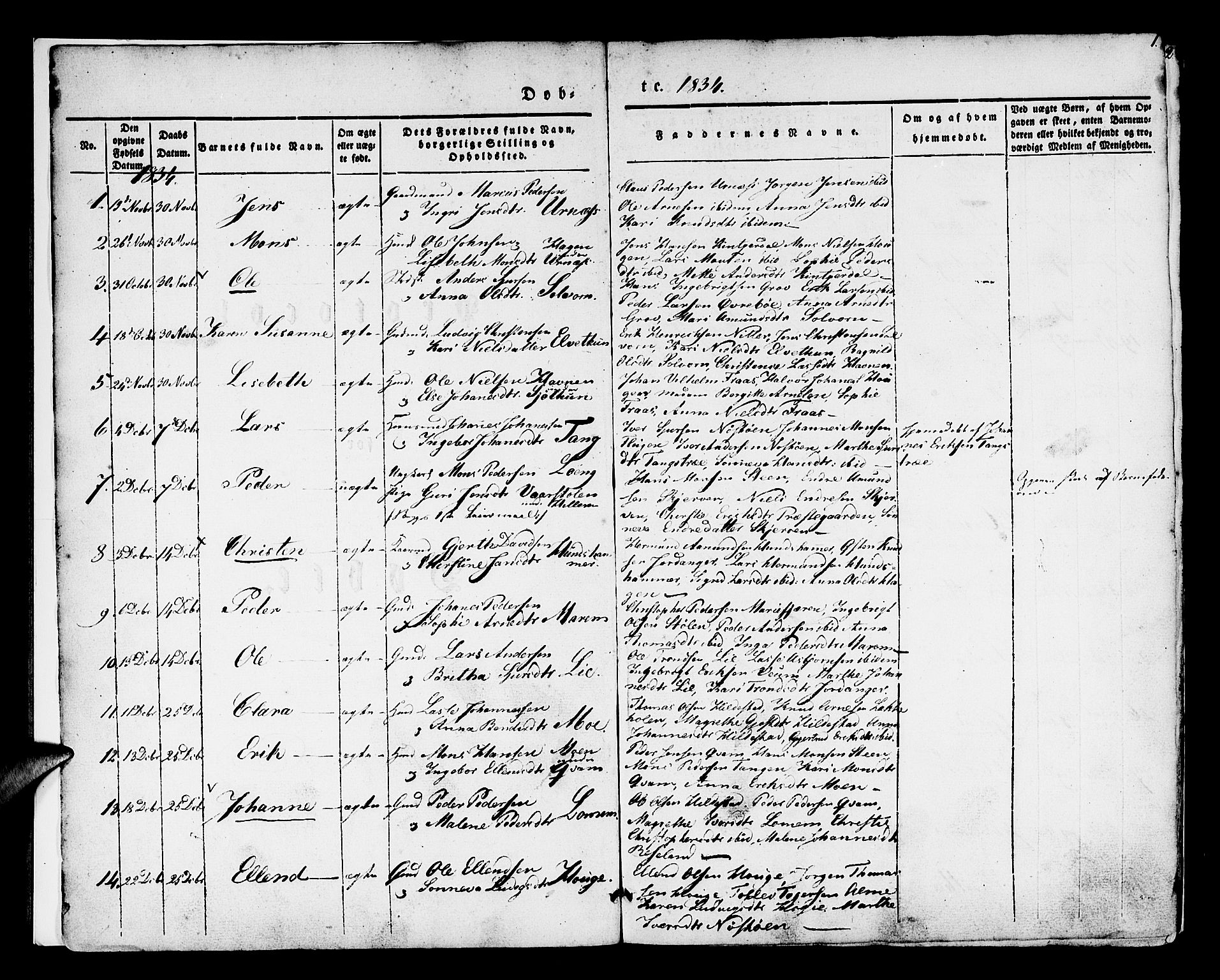 Hafslo sokneprestembete, SAB/A-80301/H/Haa/Haaa/L0005: Parish register (official) no. A 5, 1834-1852, p. 1