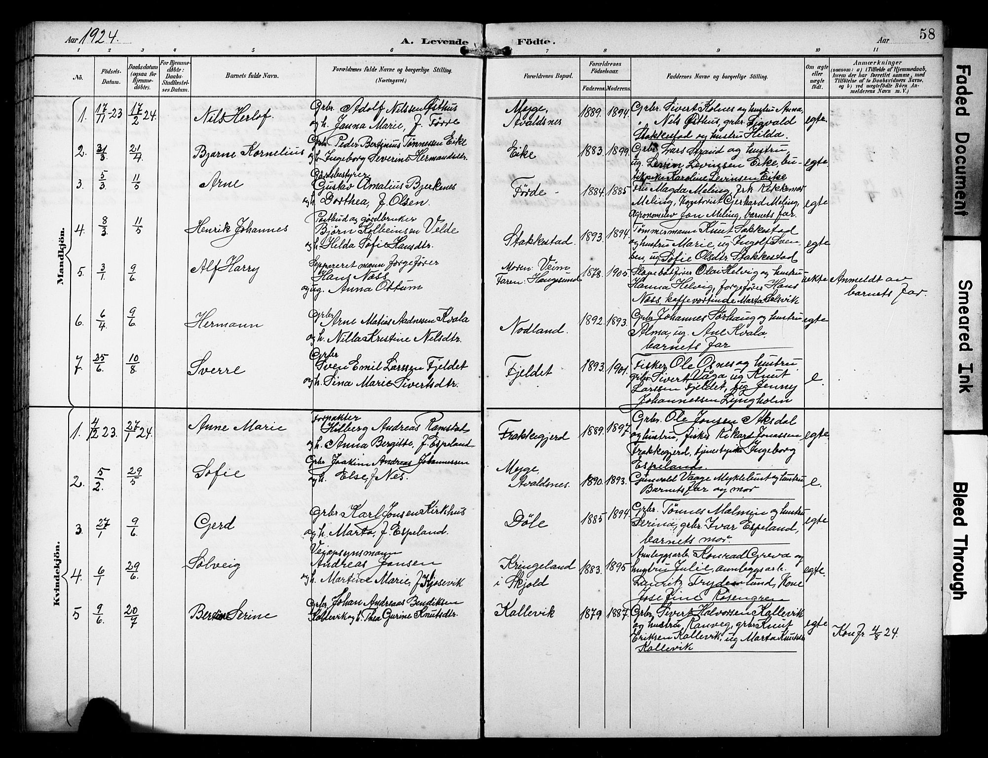 Avaldsnes sokneprestkontor, SAST/A -101851/H/Ha/Hab/L0011: Parish register (copy) no. B 11, 1893-1929, p. 58