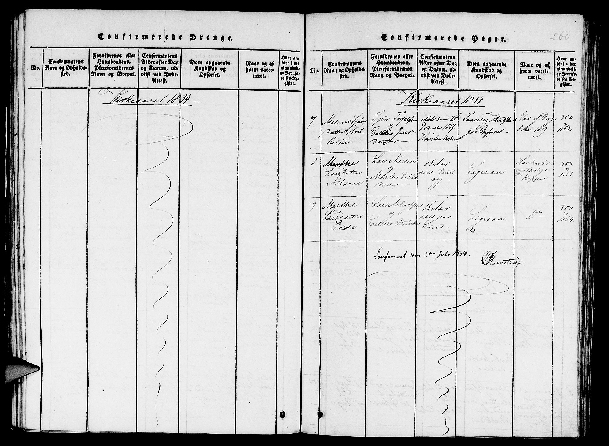 St. Jørgens hospital og Årstad sokneprestembete, AV/SAB-A-99934: Parish register (copy) no. A 1, 1816-1843, p. 260