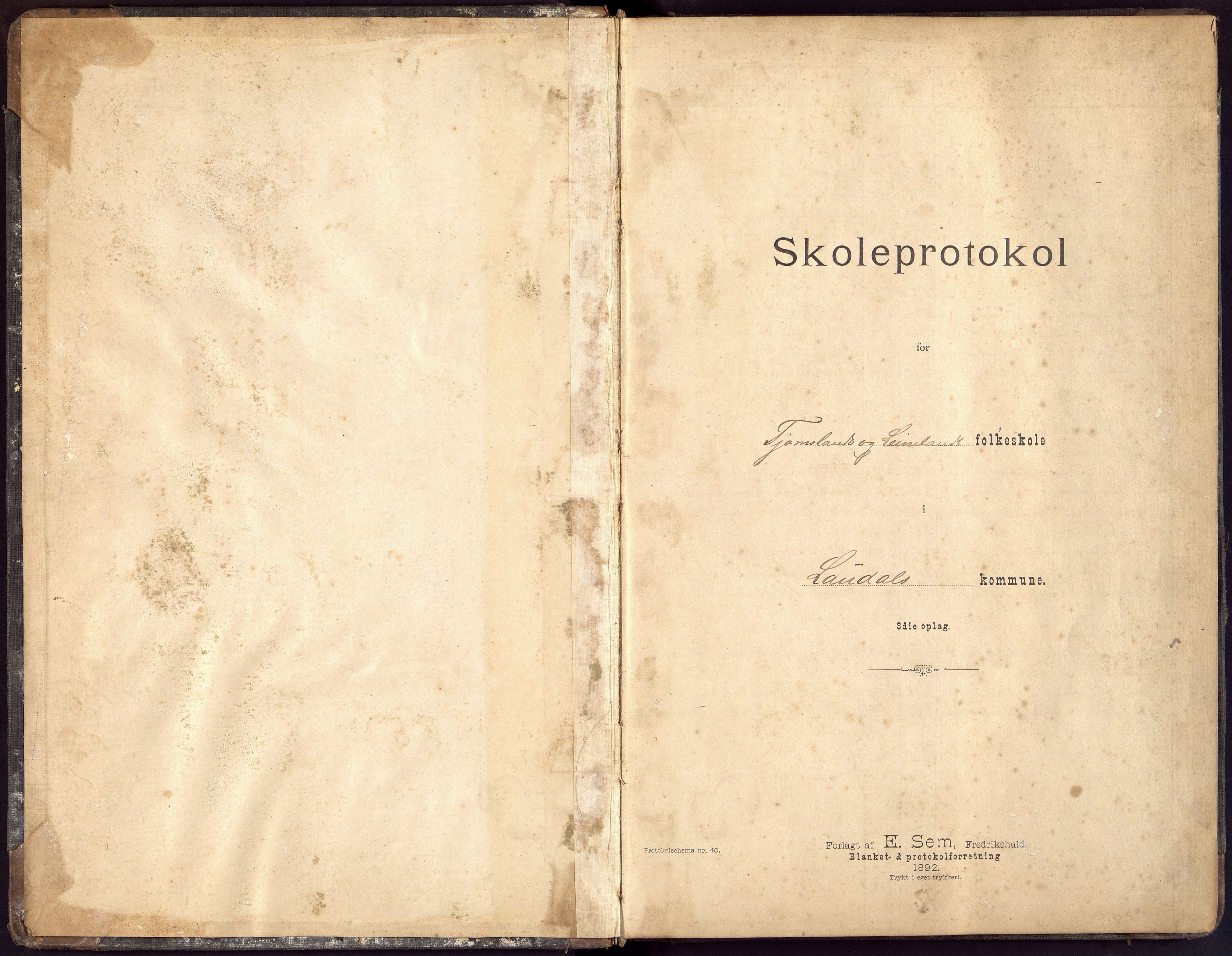 Laudal kommune - Tjomsland Skole, ARKSOR/1021LA550/H/L0001: Protokoll
(Lindland 1894 - 1899), 1894-1918