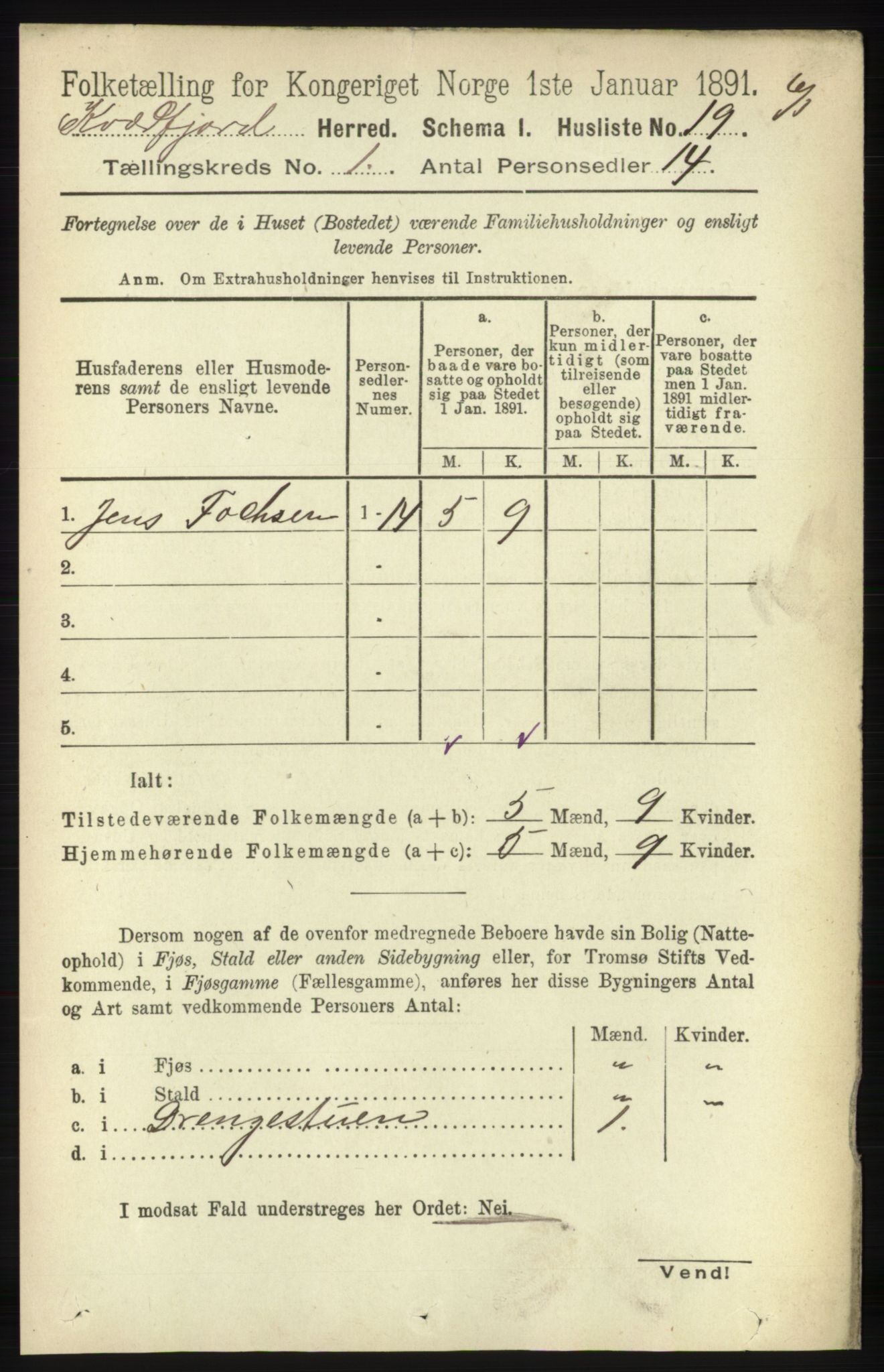 RA, 1891 census for 1911 Kvæfjord, 1891, p. 39