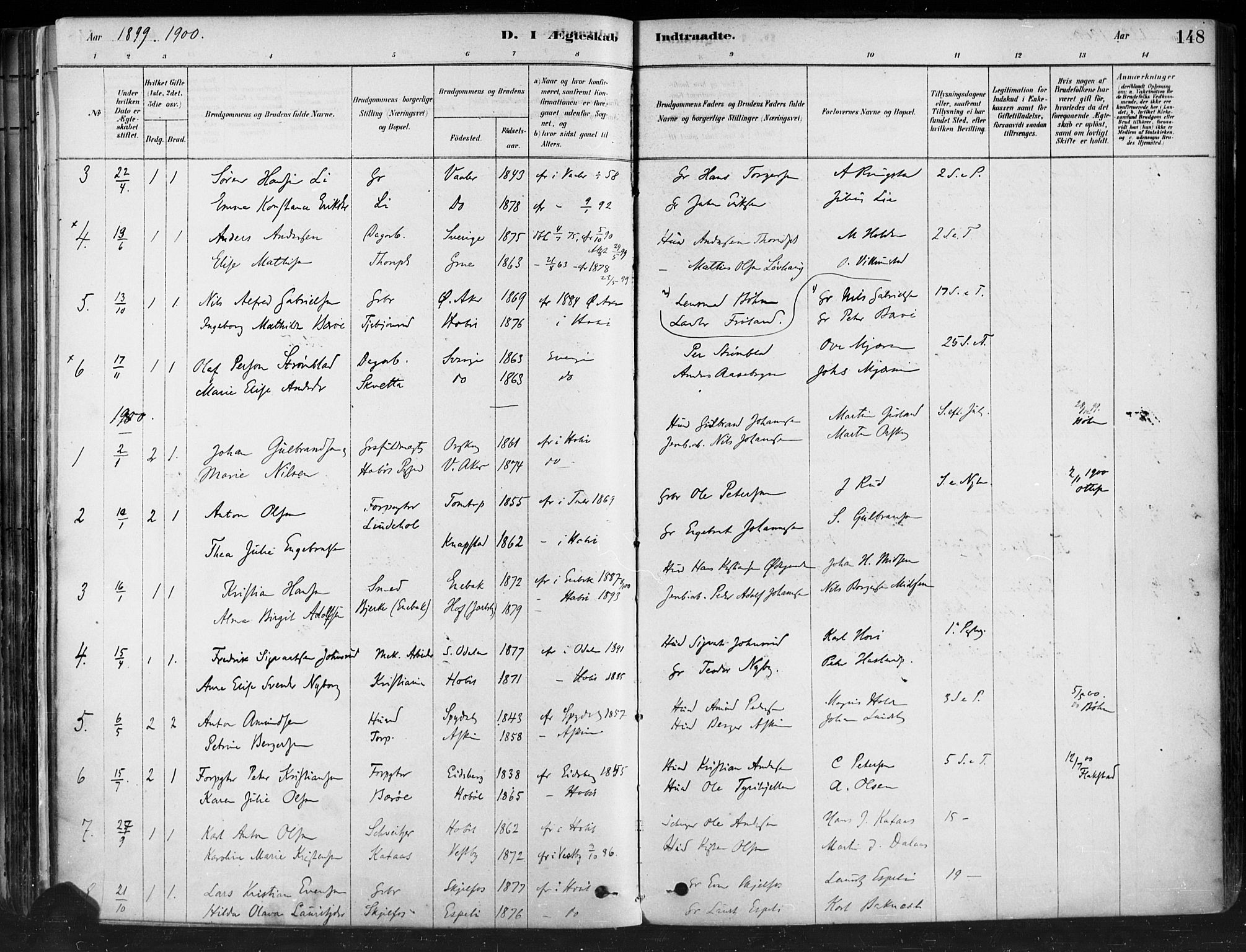 Hobøl prestekontor Kirkebøker, AV/SAO-A-2002/F/Fa/L0005: Parish register (official) no. I 5, 1878-1904, p. 148