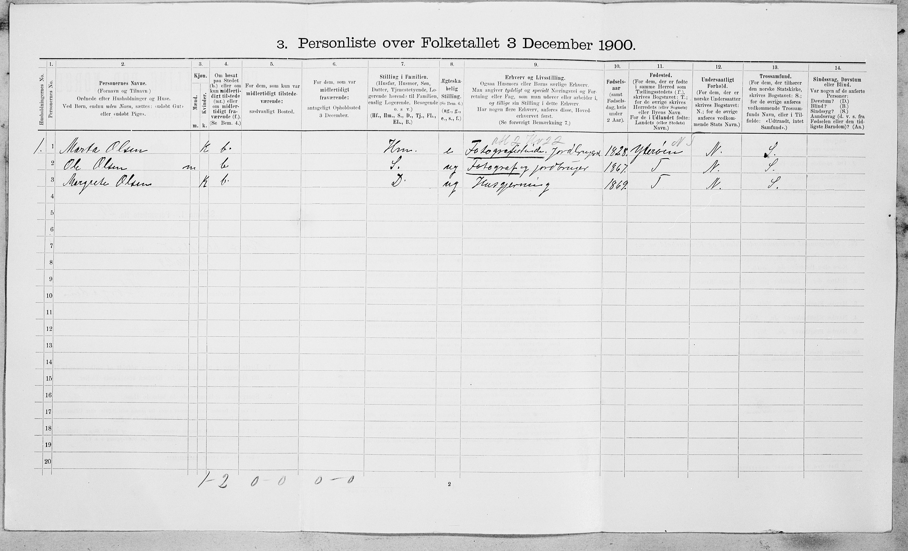 SAT, 1900 census for Røros, 1900, p. 101