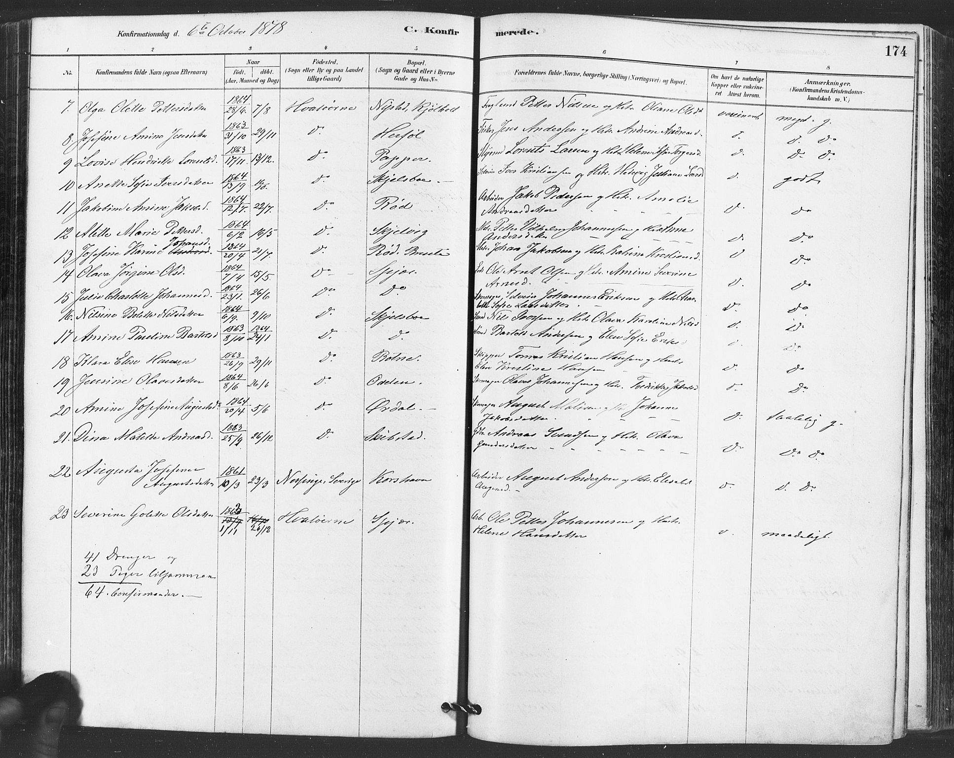 Hvaler prestekontor Kirkebøker, AV/SAO-A-2001/F/Fa/L0008: Parish register (official) no. I 8, 1878-1895, p. 174