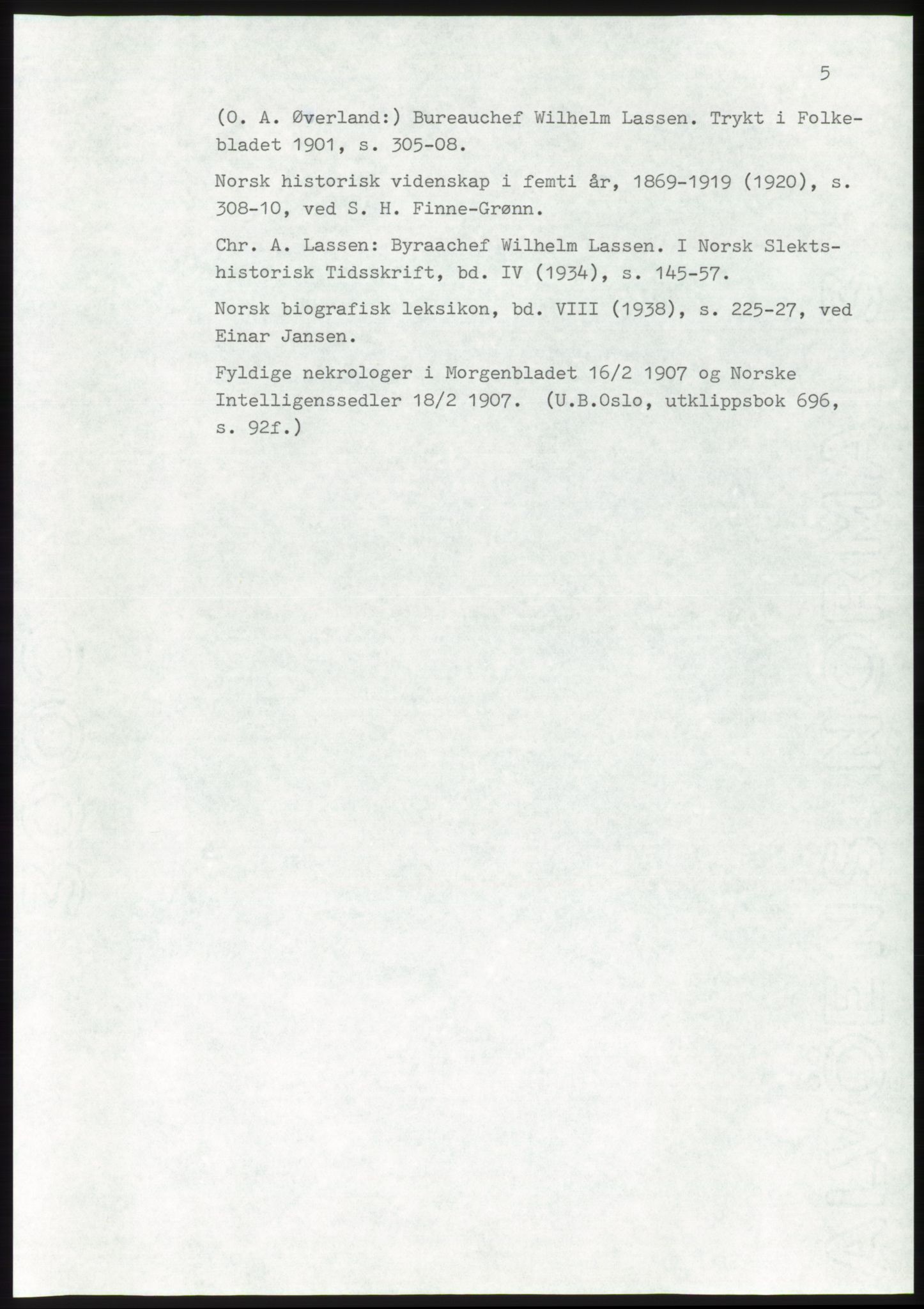 Lassens samlinger, AV/RA-PA-0051, 1500-1907, p. 5