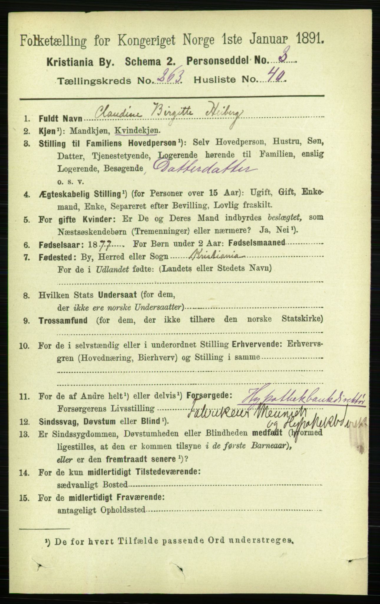 RA, 1891 census for 0301 Kristiania, 1891, p. 160264