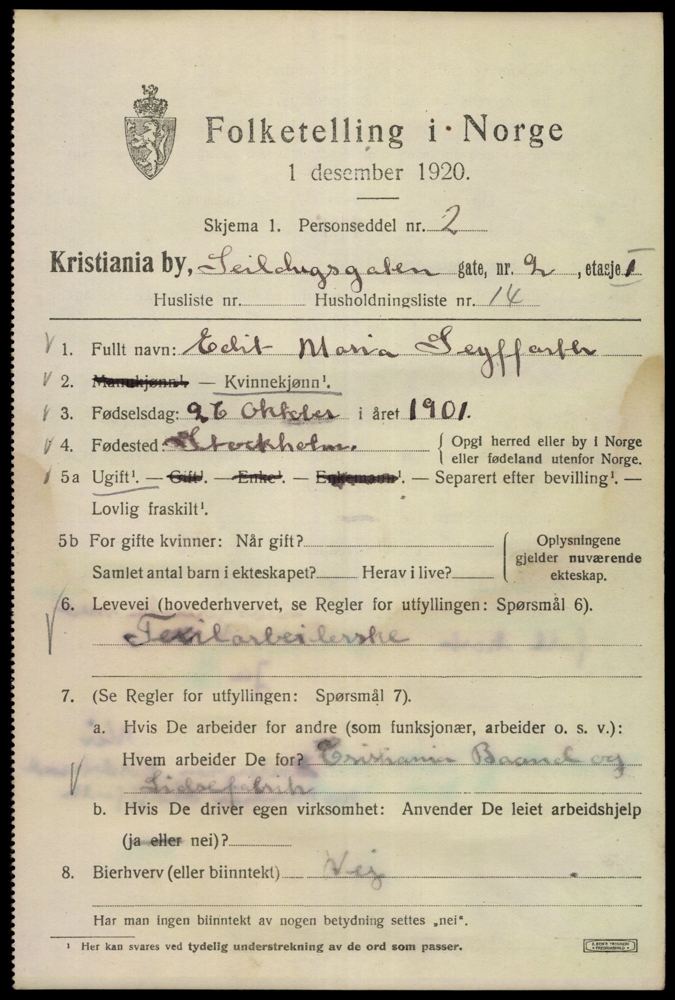 SAO, 1920 census for Kristiania, 1920, p. 505973