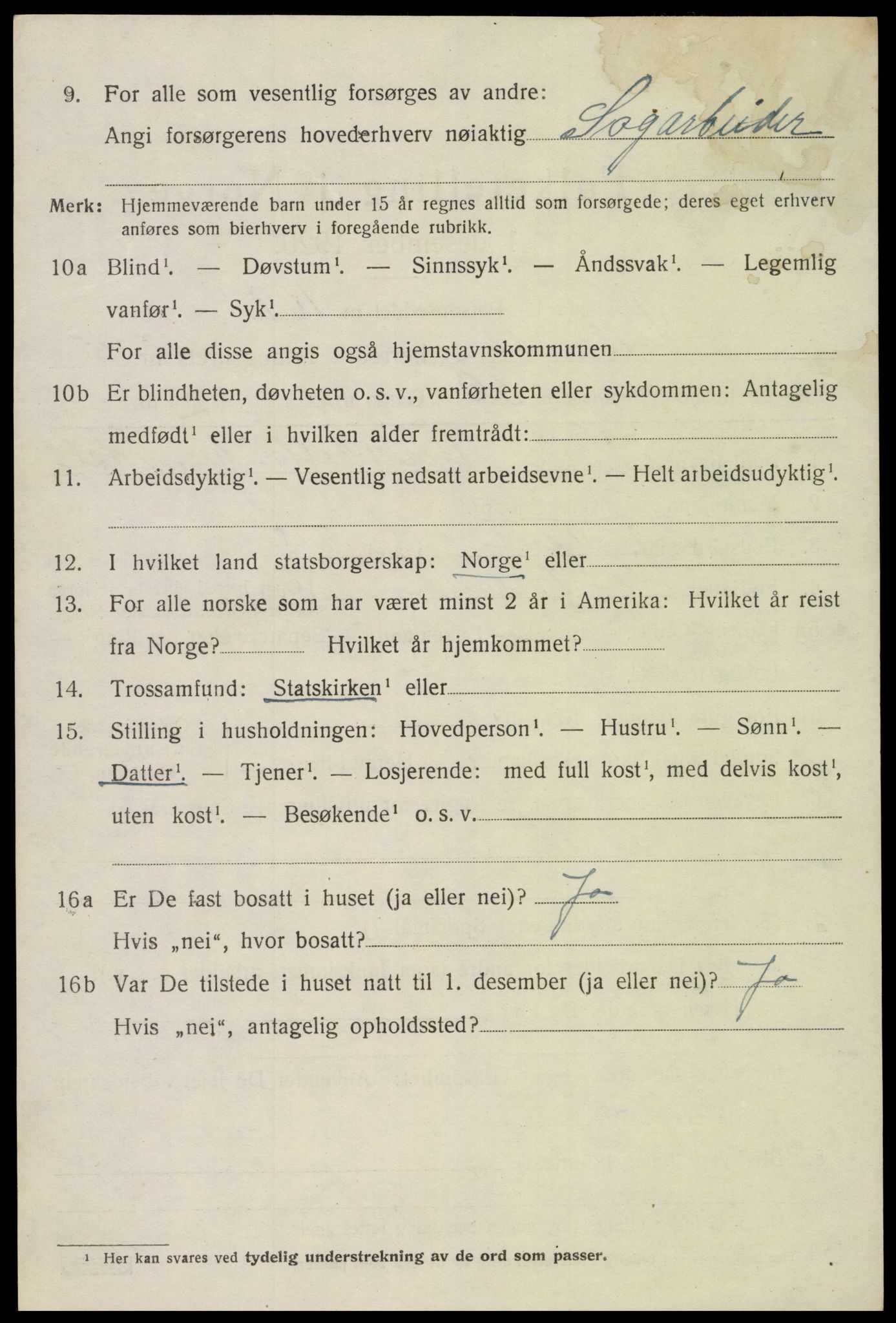 SAK, 1920 census for Iveland, 1920, p. 1924