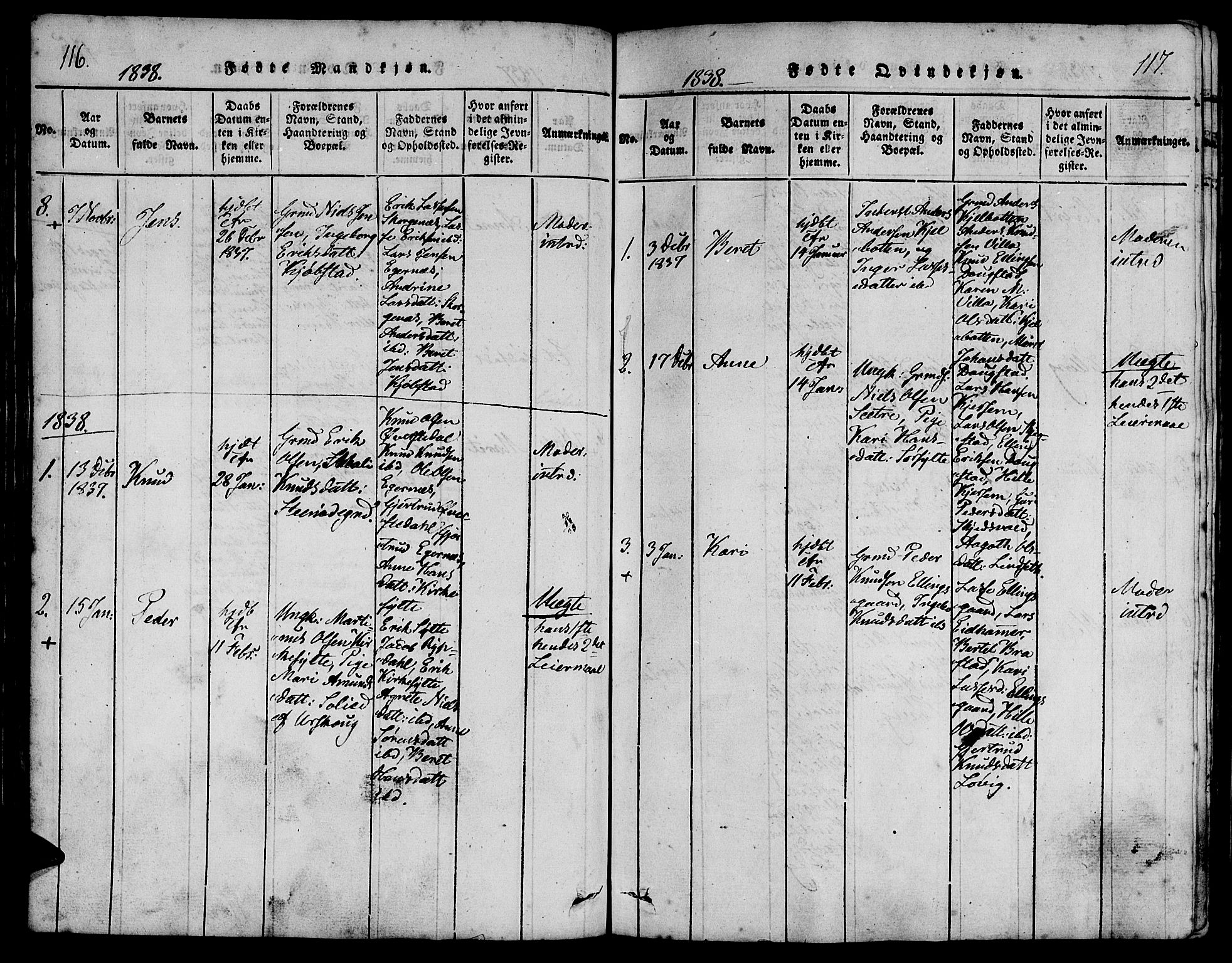 Ministerialprotokoller, klokkerbøker og fødselsregistre - Møre og Romsdal, AV/SAT-A-1454/541/L0544: Parish register (official) no. 541A01, 1818-1847, p. 116-117