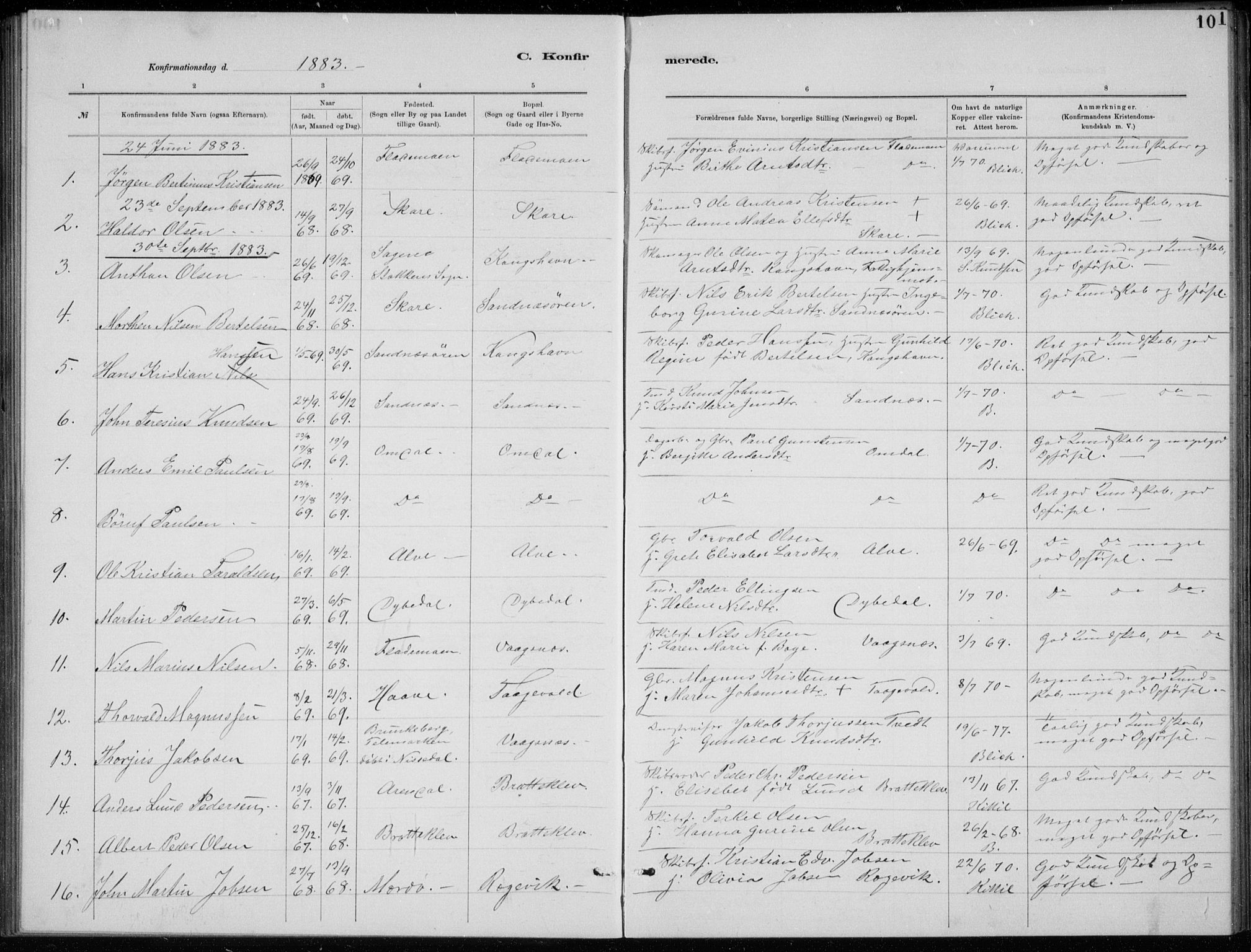 Tromøy sokneprestkontor, SAK/1111-0041/F/Fb/L0005: Parish register (copy) no. B 5, 1877-1891, p. 101