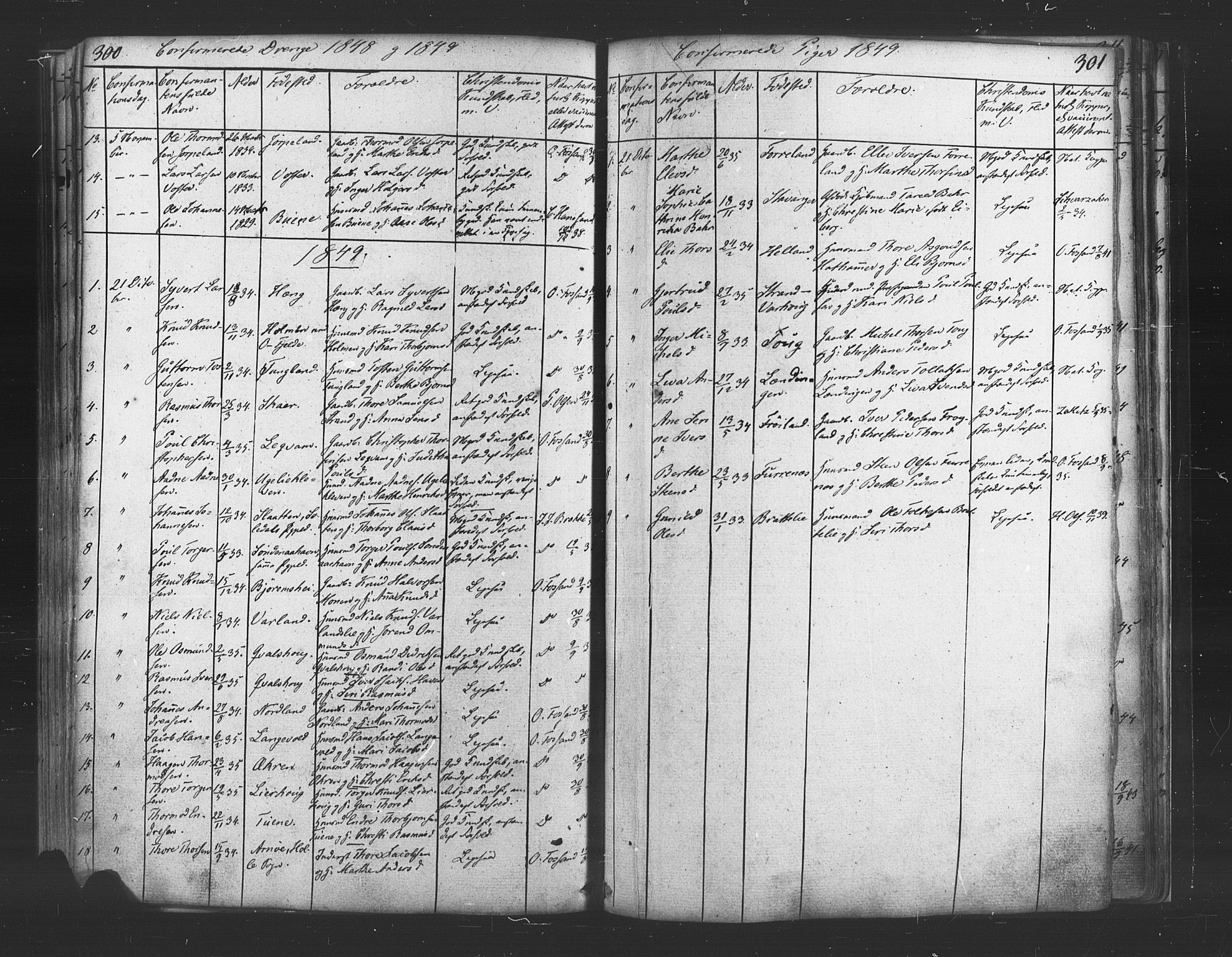 Strand sokneprestkontor, AV/SAST-A-101828/H/Ha/Haa/L0006: Parish register (official) no. A 6, 1834-1854, p. 300-301