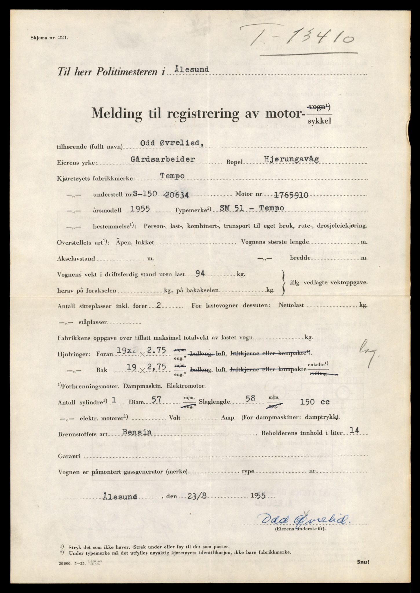 Møre og Romsdal vegkontor - Ålesund trafikkstasjon, AV/SAT-A-4099/F/Fe/L0039: Registreringskort for kjøretøy T 13361 - T 13530, 1927-1998, p. 833