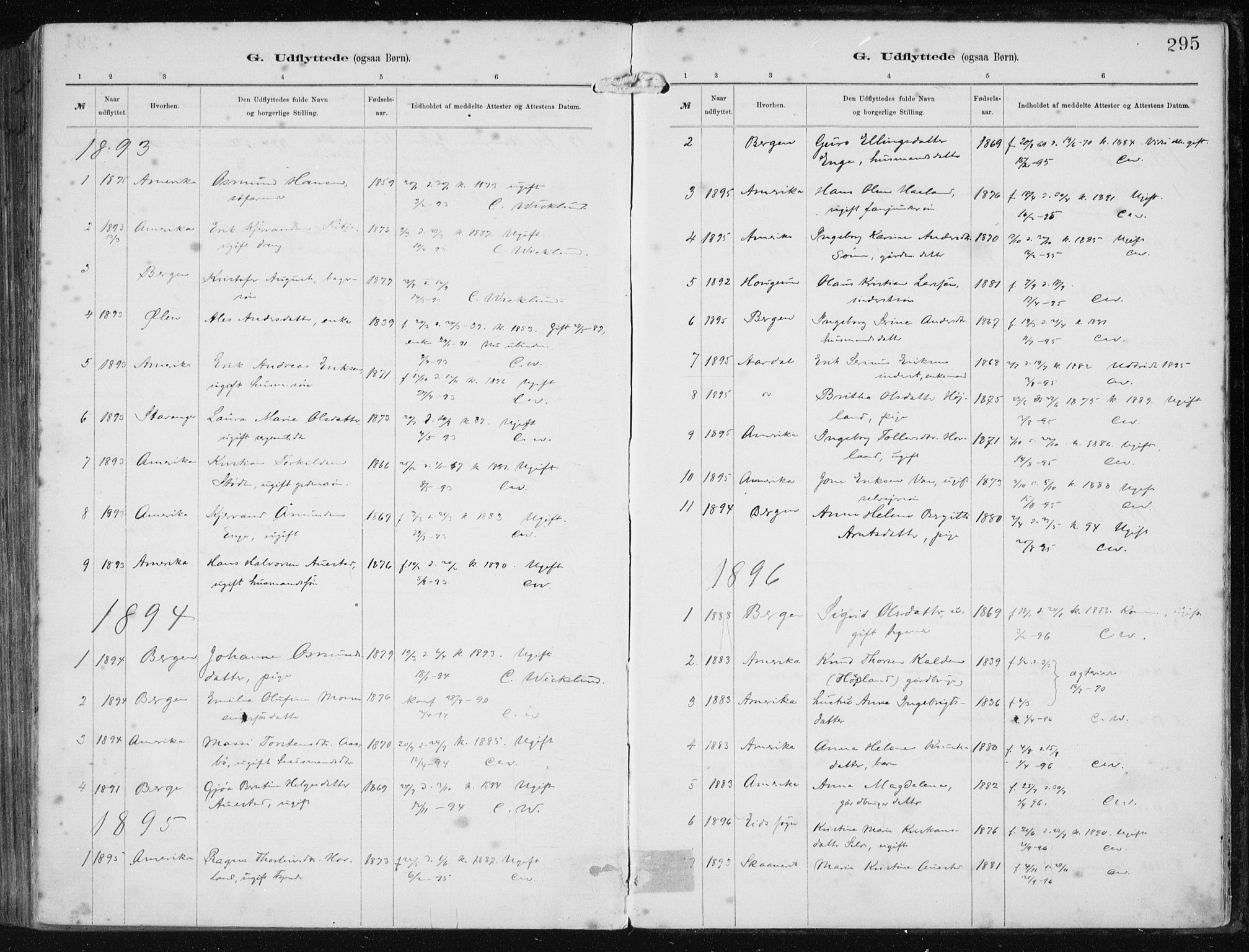 Etne sokneprestembete, SAB/A-75001/H/Haa: Parish register (official) no. B  1, 1879-1919, p. 295