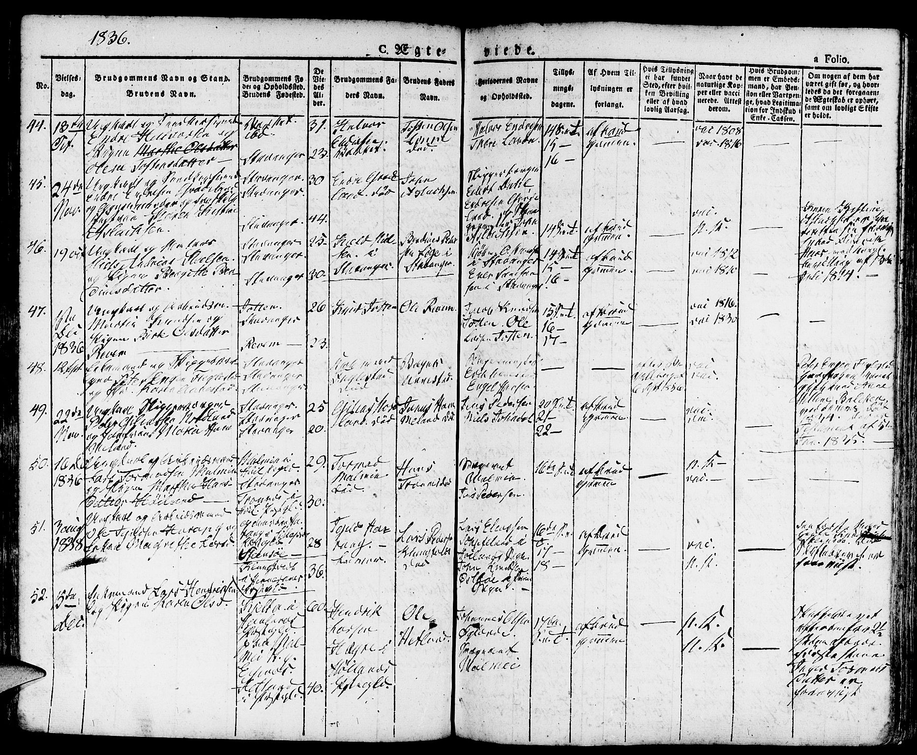 Domkirken sokneprestkontor, SAST/A-101812/001/30/30BA/L0011: Parish register (official) no. A 11, 1832-1856