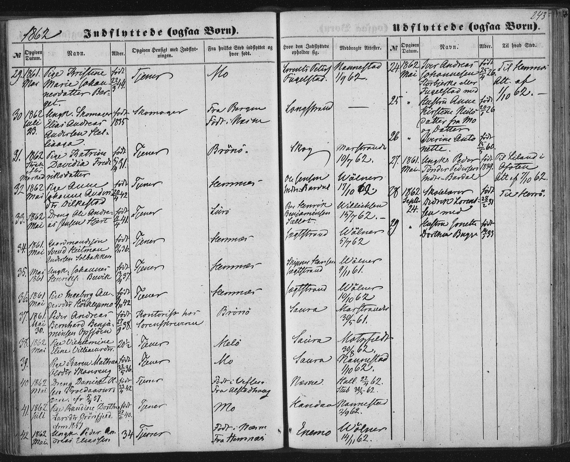 Ministerialprotokoller, klokkerbøker og fødselsregistre - Nordland, AV/SAT-A-1459/838/L0550: Parish register (official) no. 838A08, 1855-1865, p. 243