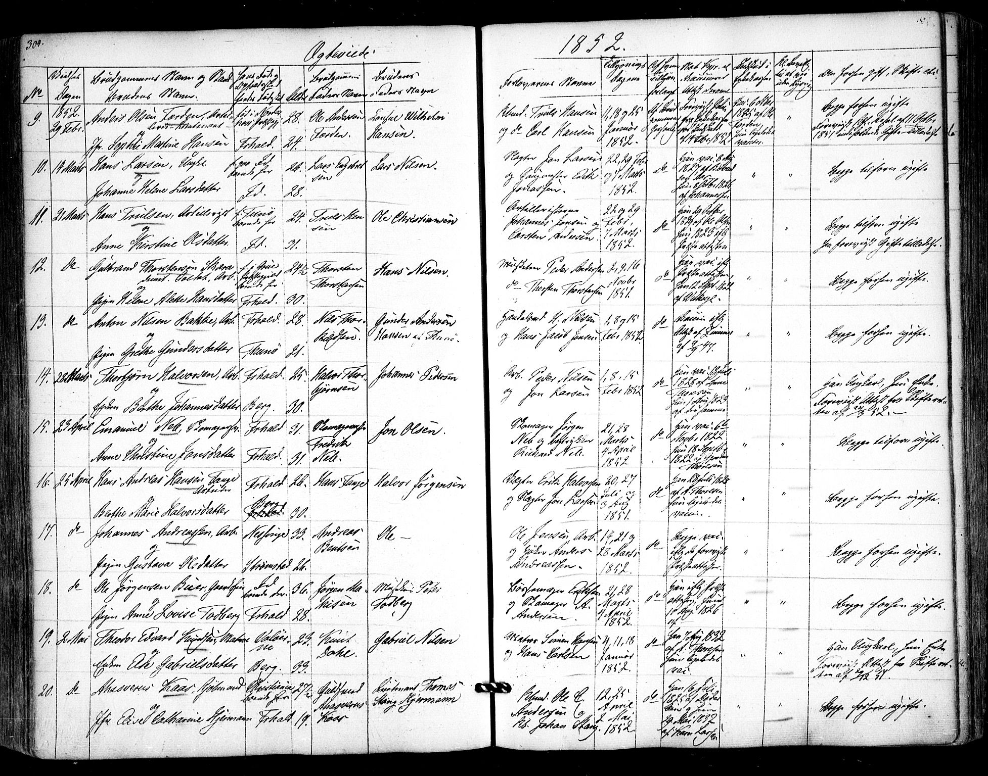Halden prestekontor Kirkebøker, SAO/A-10909/F/Fa/L0006: Parish register (official) no. I 6, 1845-1856, p. 304