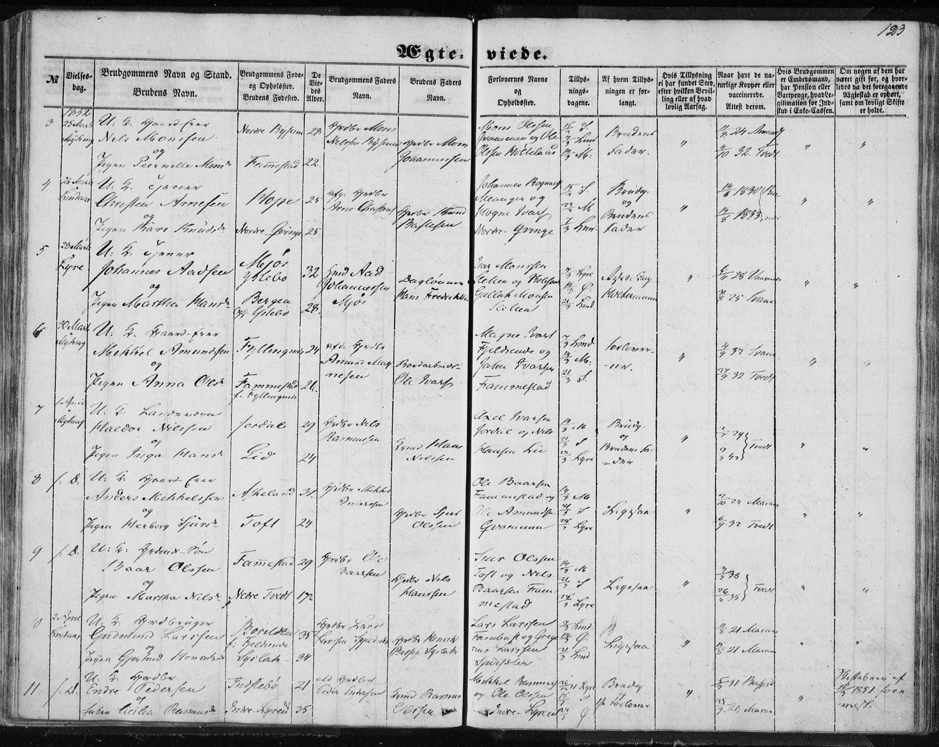 Lindås Sokneprestembete, SAB/A-76701/H/Haa: Parish register (official) no. A 13, 1848-1862, p. 123