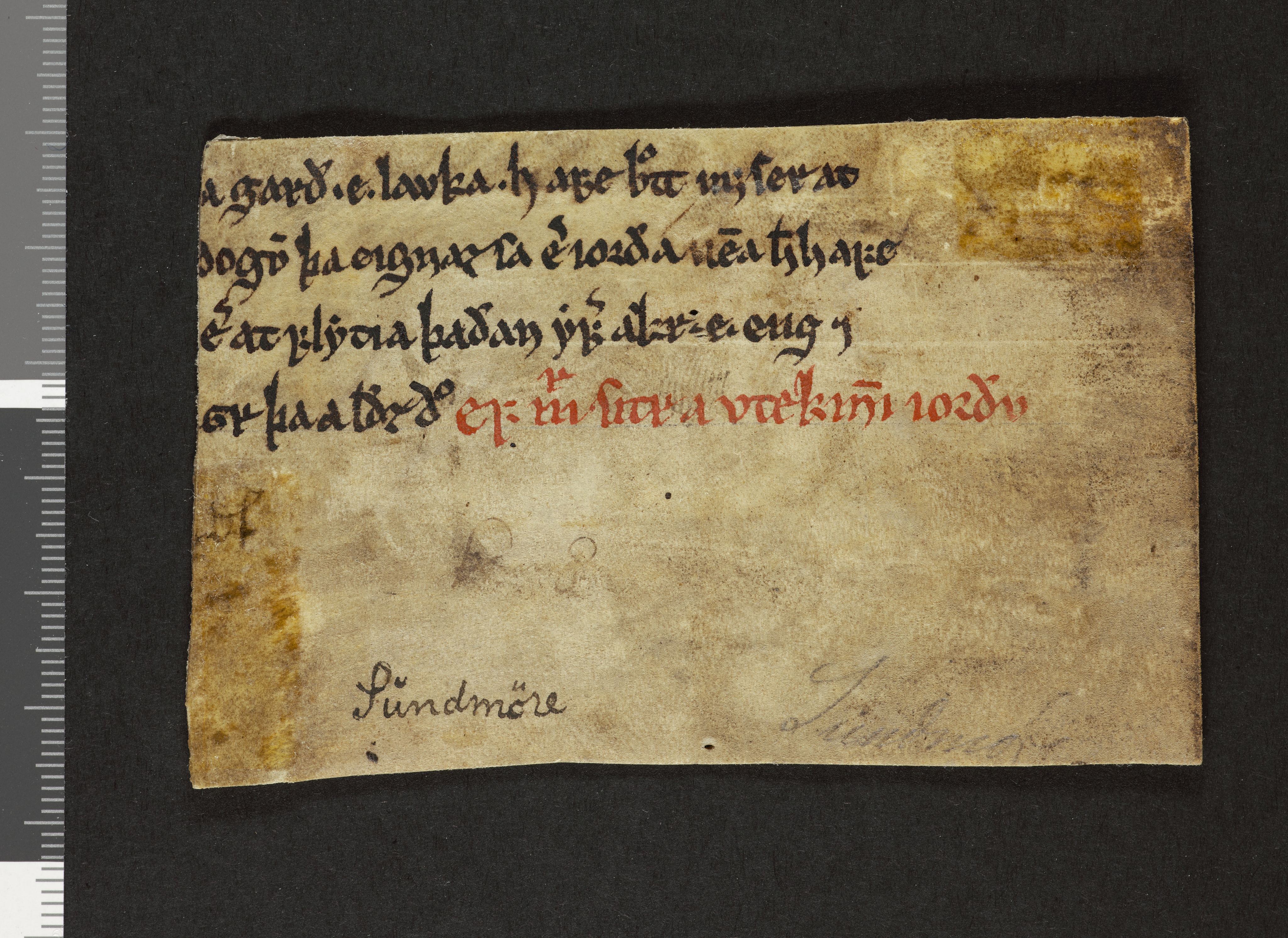 Riksarkivets diplomsamling, RA/EA-5965/F26/L0002: Norrøne membranfragmenter bestand 2-9 (10), 1100-1536, p. 46