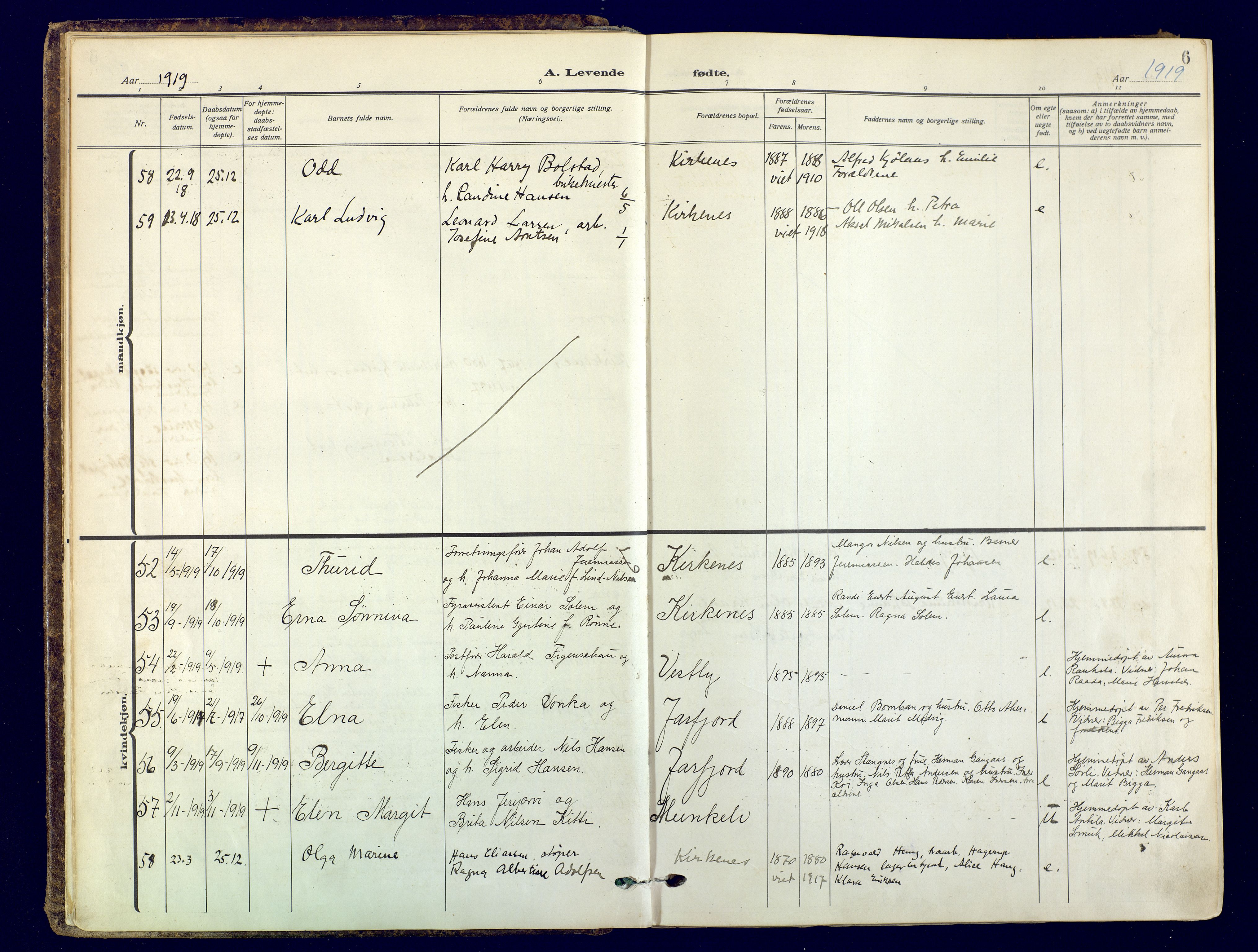 Sør-Varanger sokneprestkontor, AV/SATØ-S-1331/H/Ha/L0006kirke: Parish register (official) no. 6, 1919-1927, p. 6