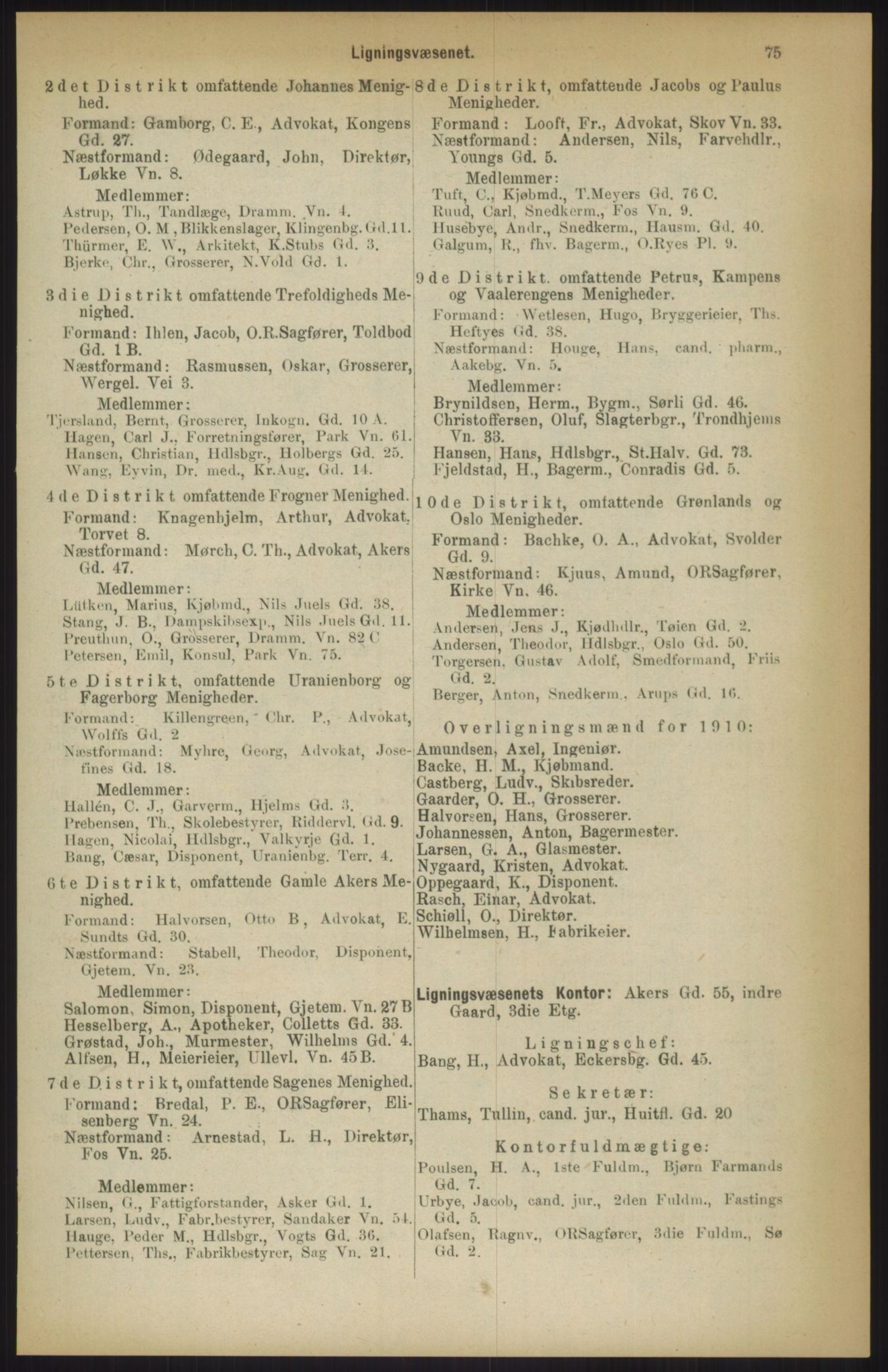 Kristiania/Oslo adressebok, PUBL/-, 1911, p. 75