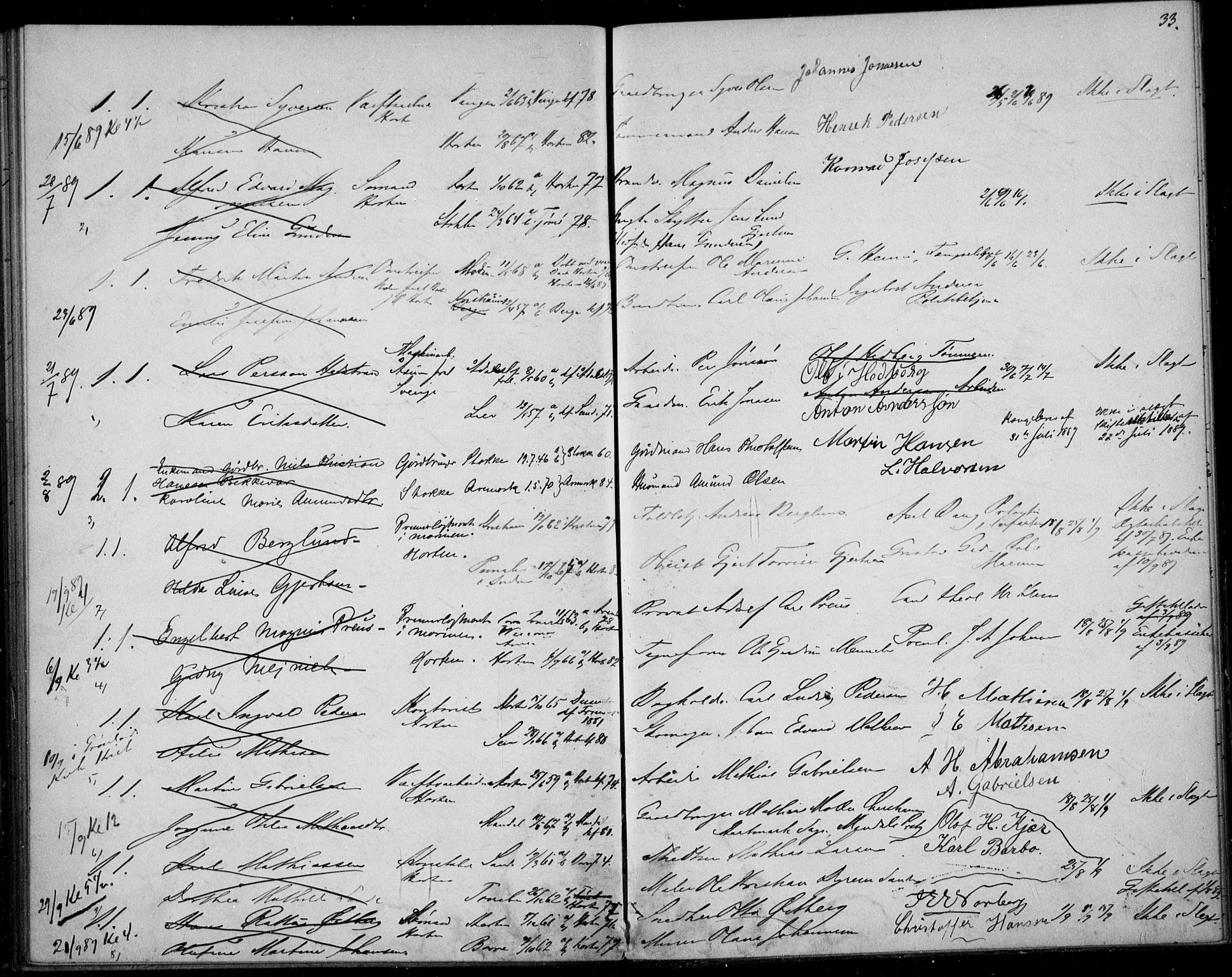 Horten kirkebøker, AV/SAKO-A-348/H/Ha/L0002: Banns register no. 2, 1881-1891, p. 33