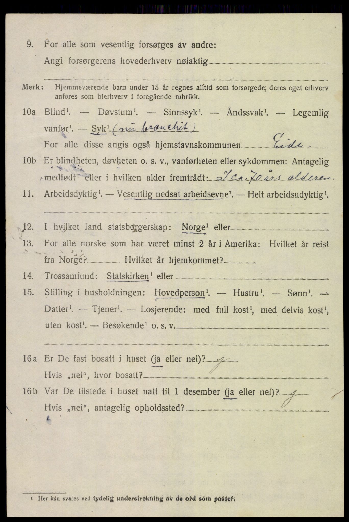 SAK, 1920 census for Eide, 1920, p. 1153