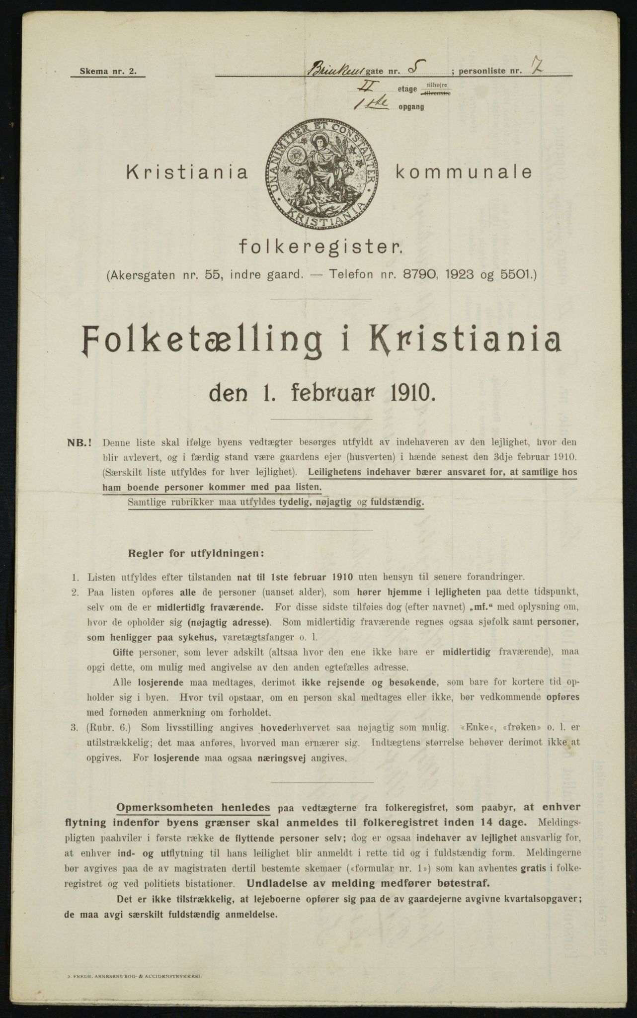 OBA, Municipal Census 1910 for Kristiania, 1910, p. 8468